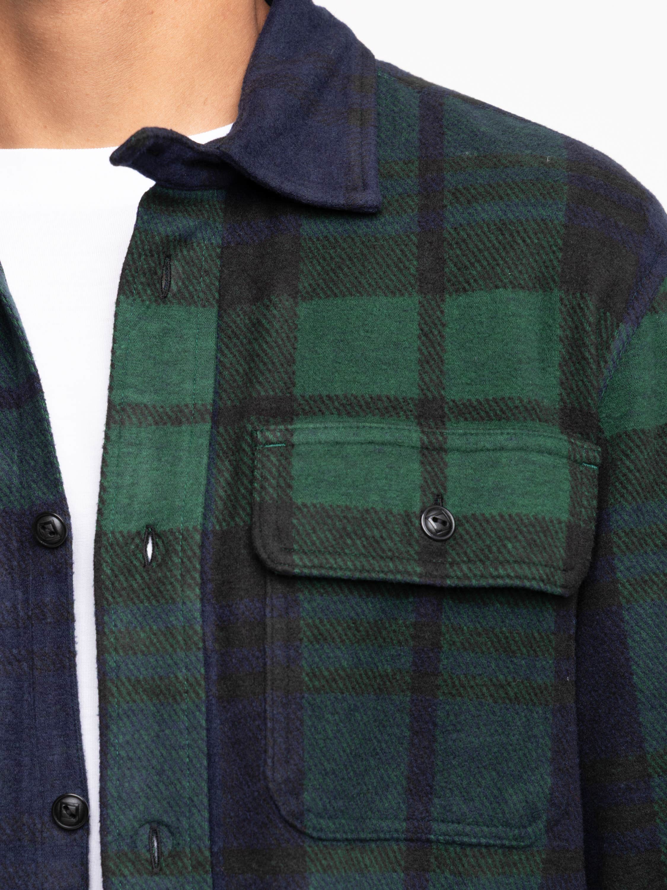 Blackwatch Plaid Knit Flannel Overshirt