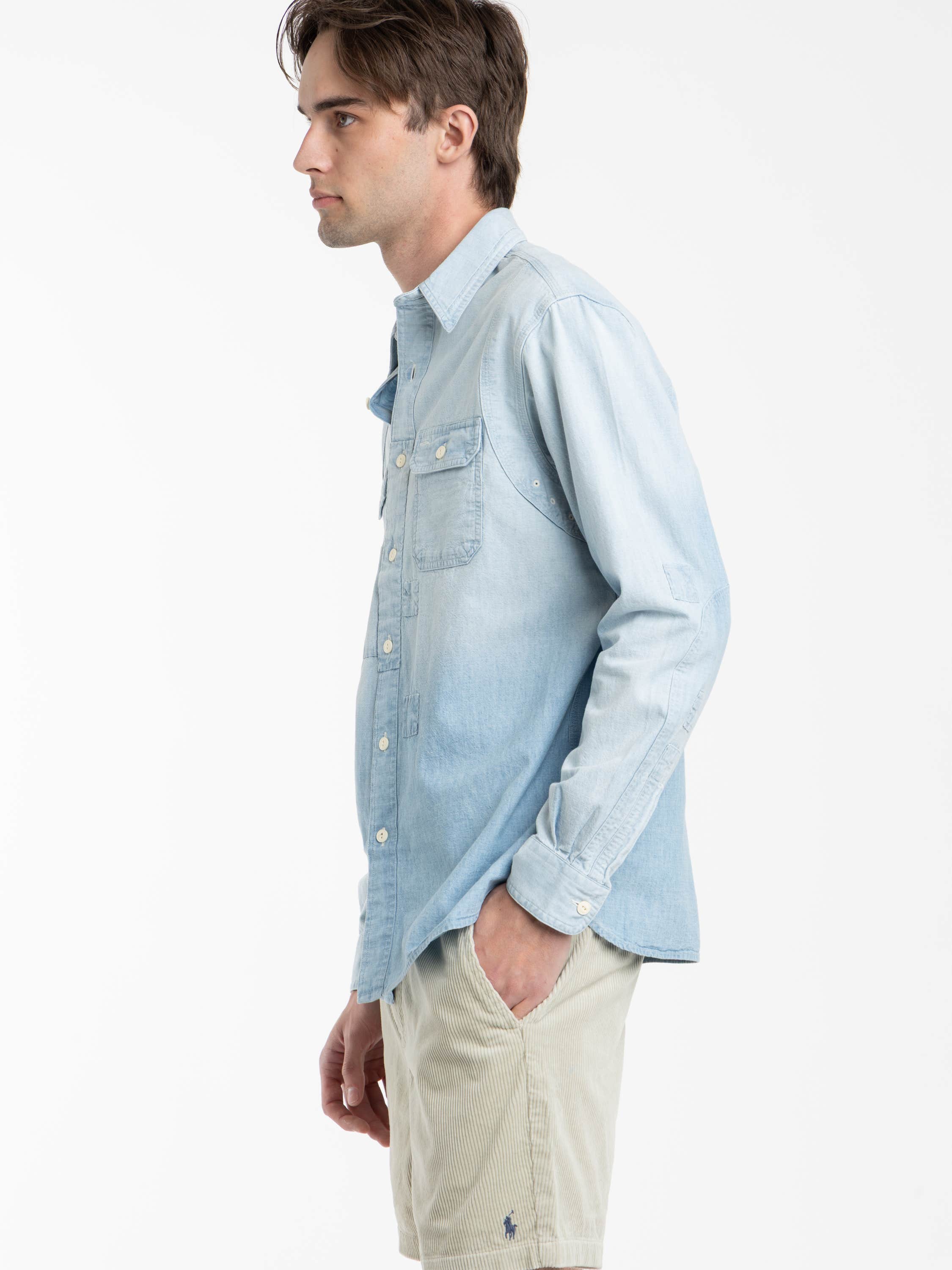 Blue Classic Fit Chambray Shirt