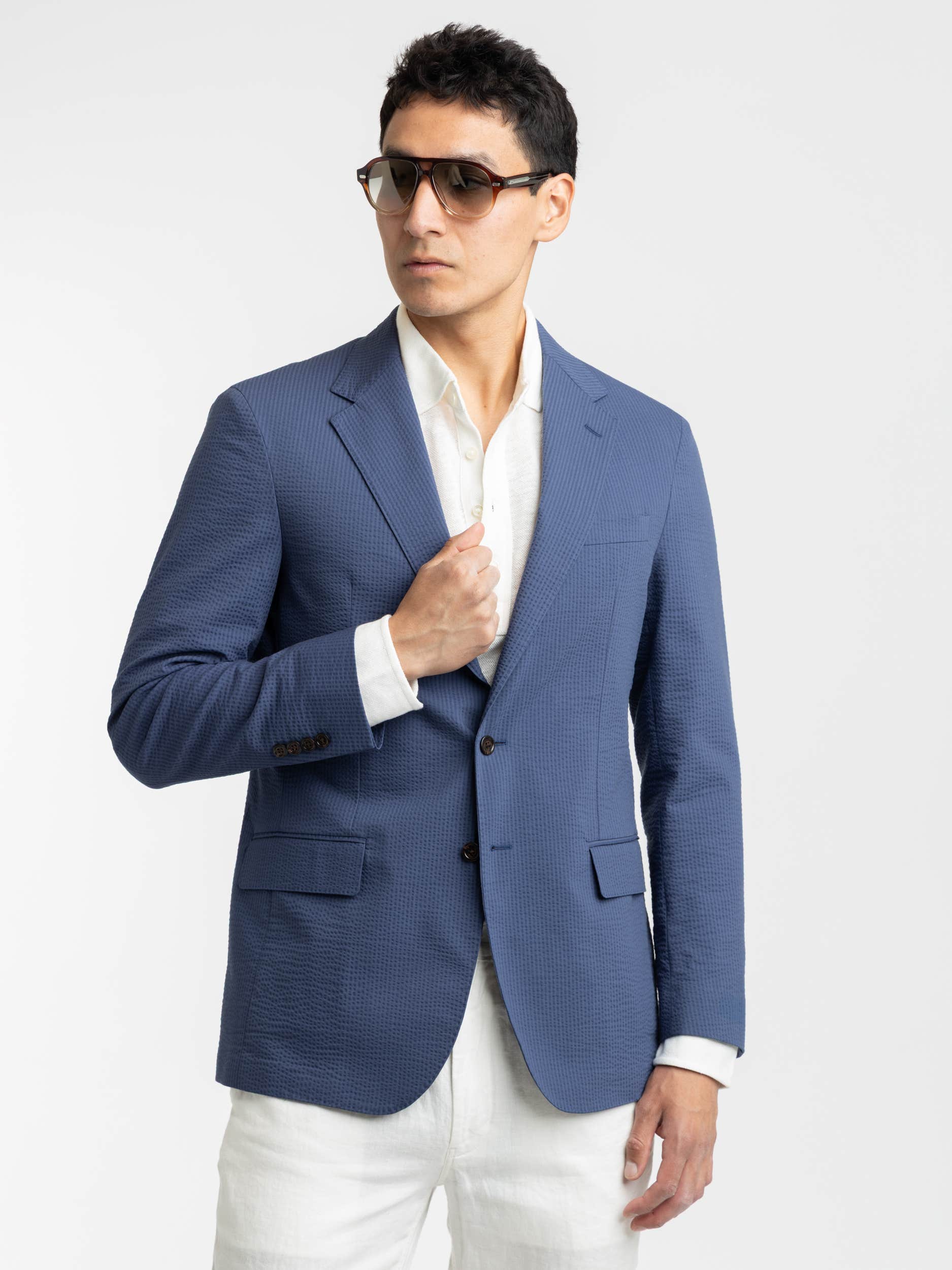 Blue Polo Soft Tailored Seersucker Sport Coat