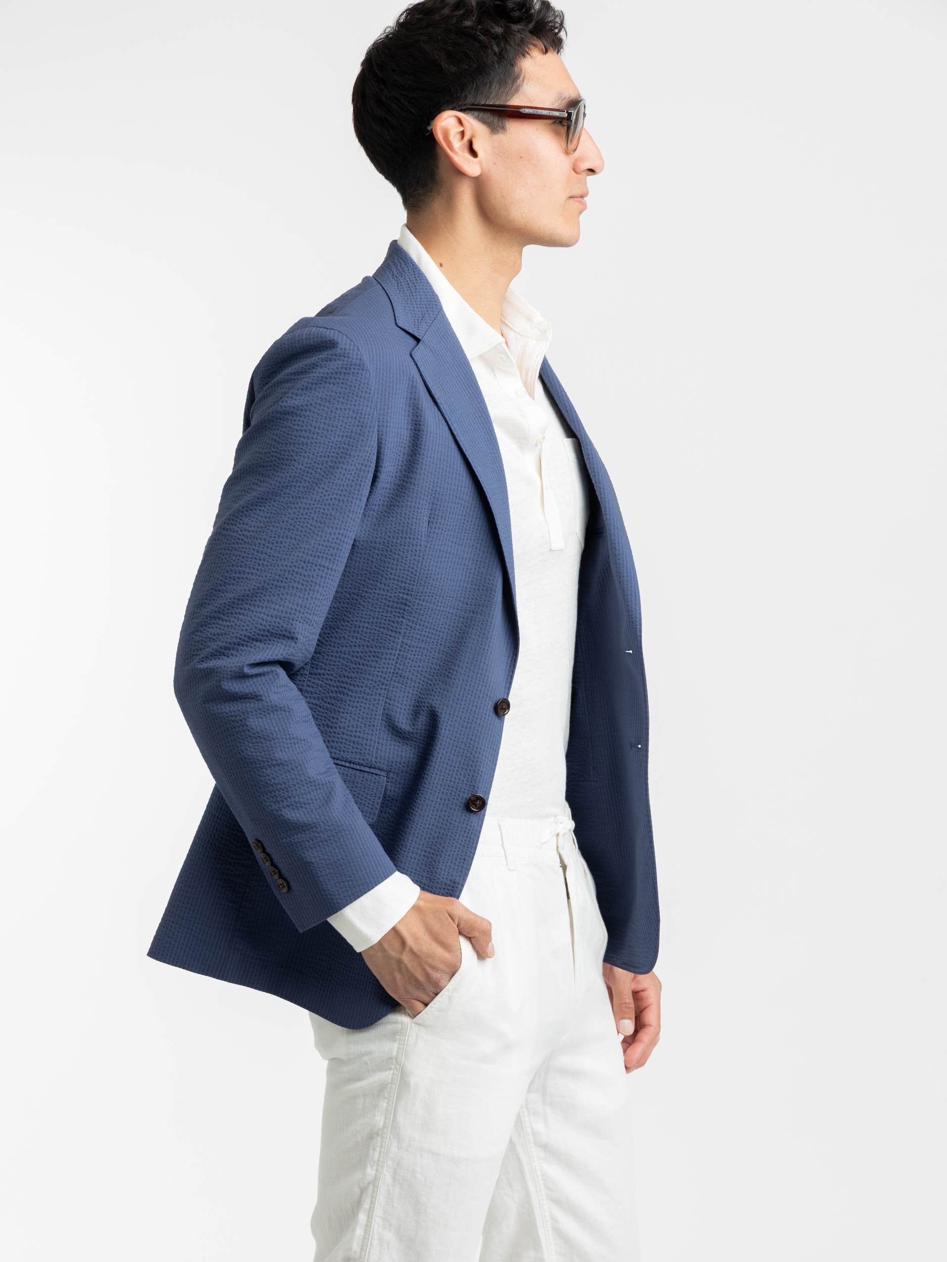 Blue Polo Soft Tailored Seersucker Sport Coat