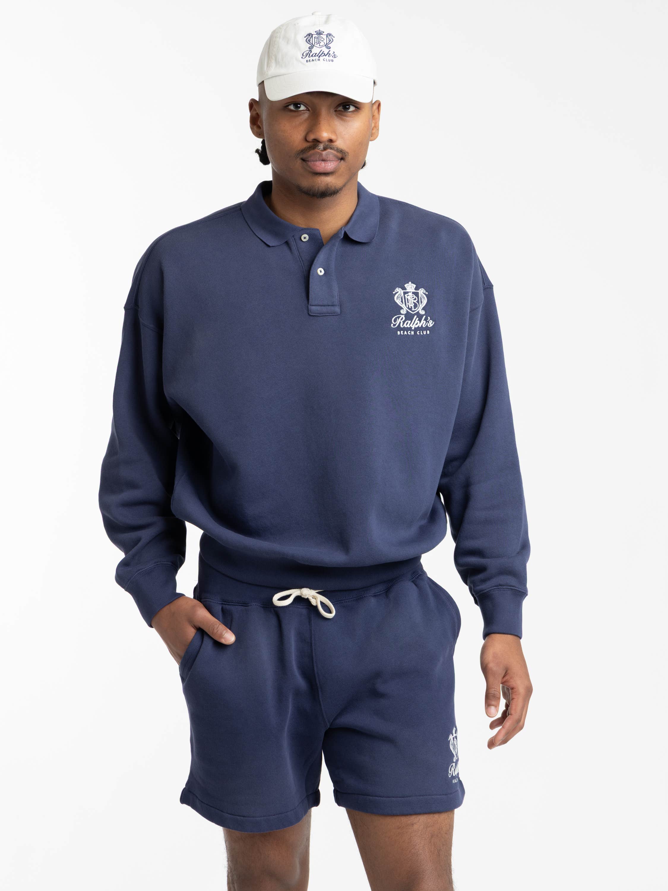 Blue Relaxed Fit Fleece Graphic Sweatshirt