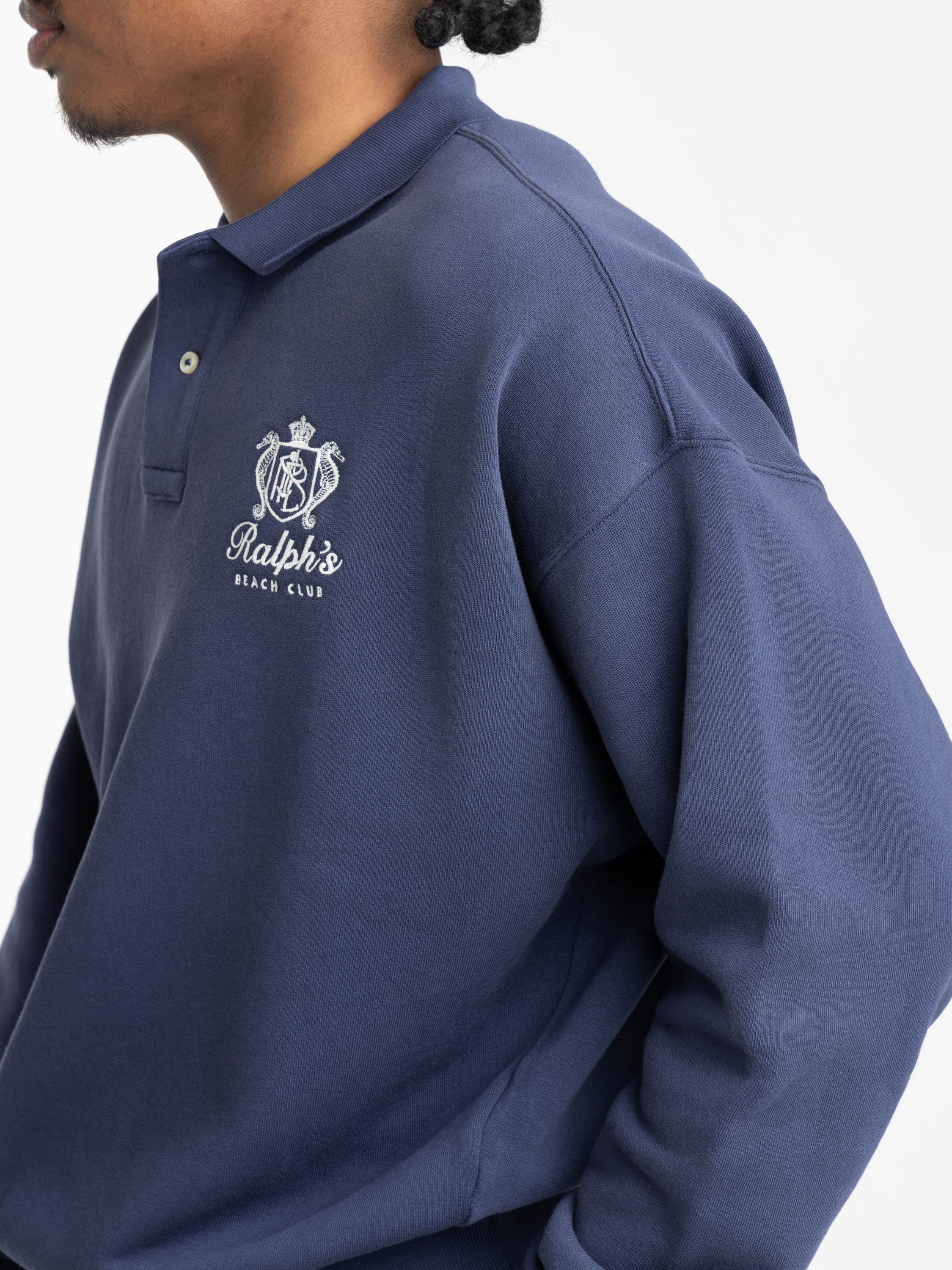 Blue Relaxed Fit Fleece Graphic Sweatshirt