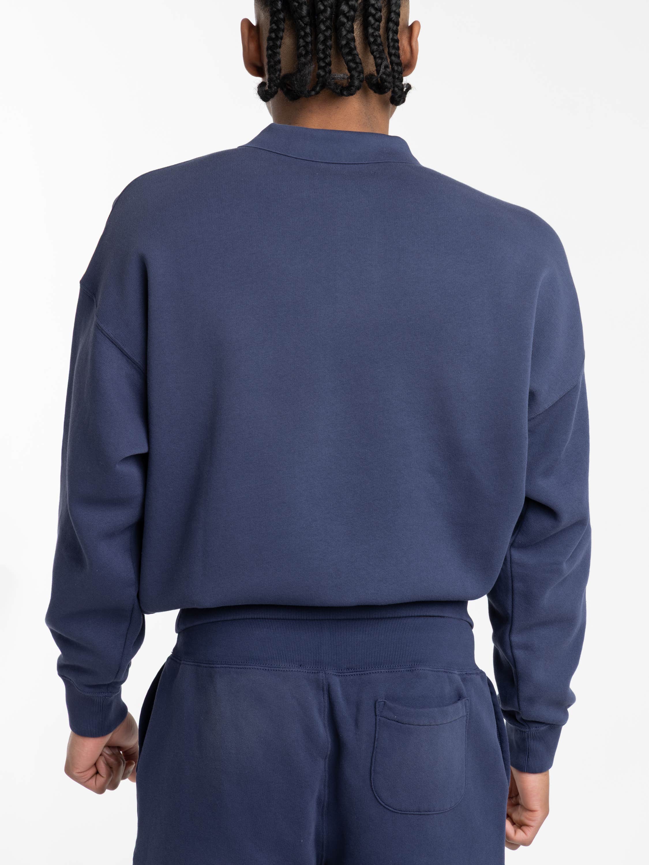 Blue Relaxed Fit Fleece Graphic Sweatshirt