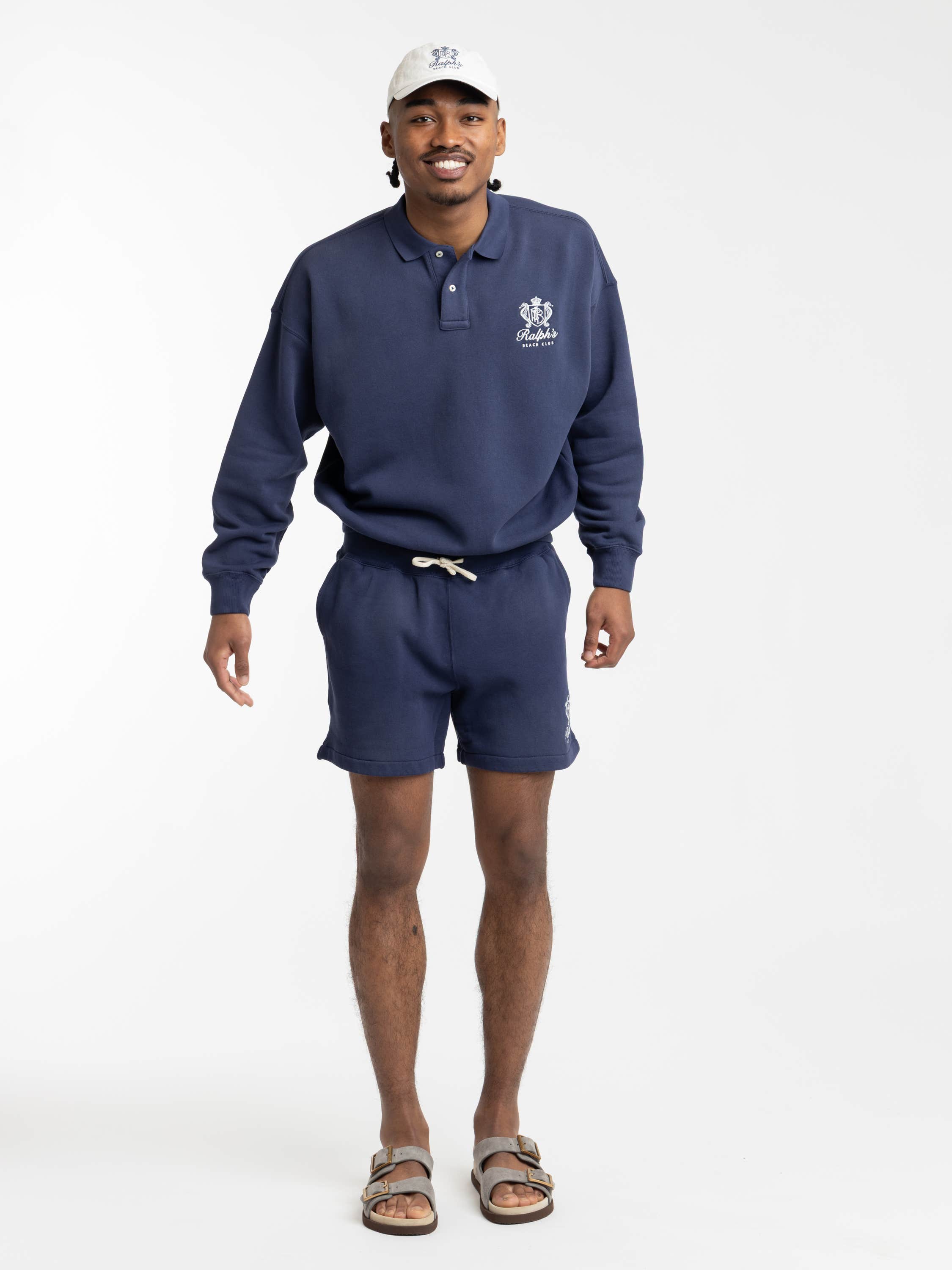 Blue Relaxed Fit Fleece Graphic Sweatshirt