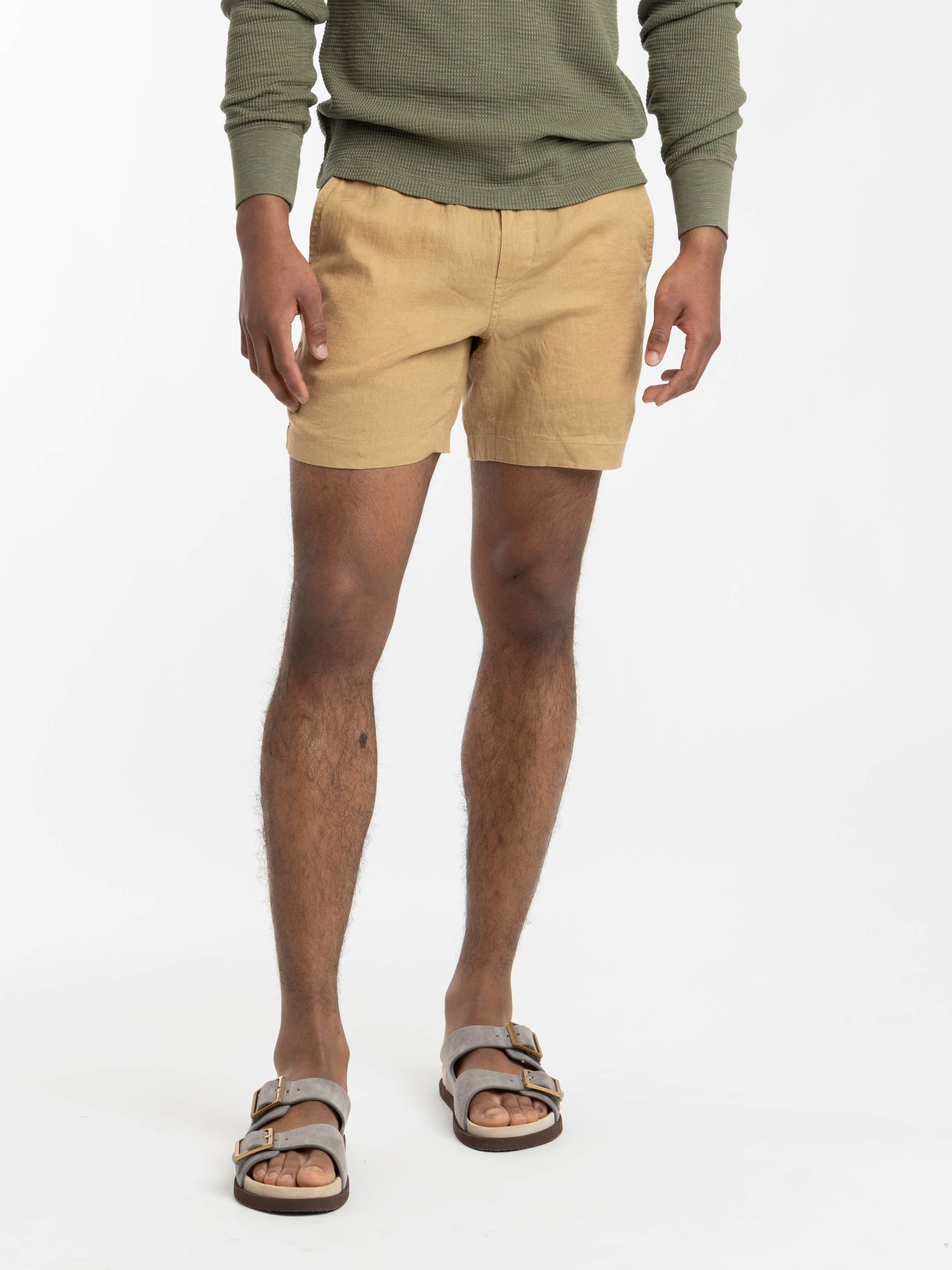 Cafe Tan Prepster Linen Short