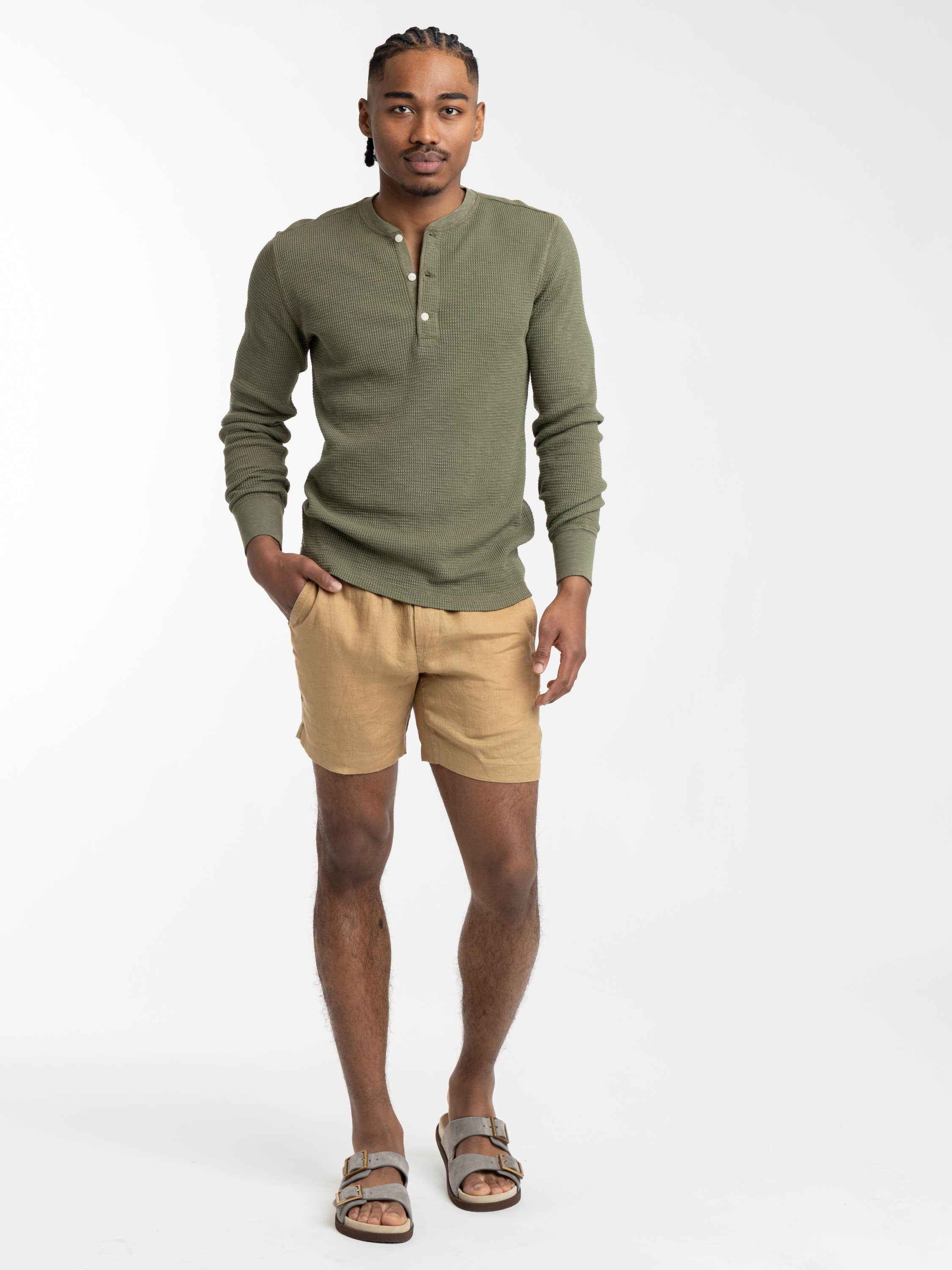 Cafe Tan Prepster Linen Short