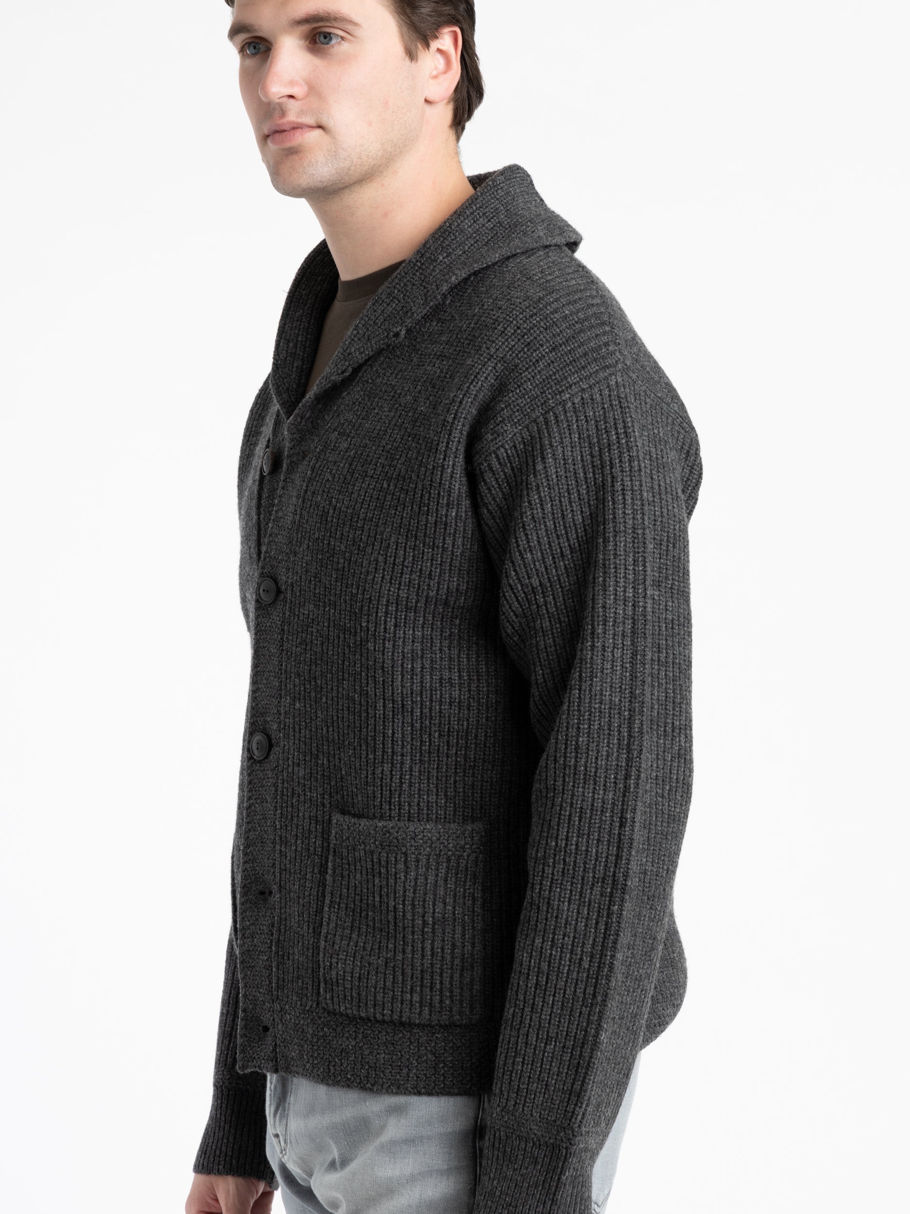 Wool-Blend Shawl-Collar Cardigan – The Helm Clothing