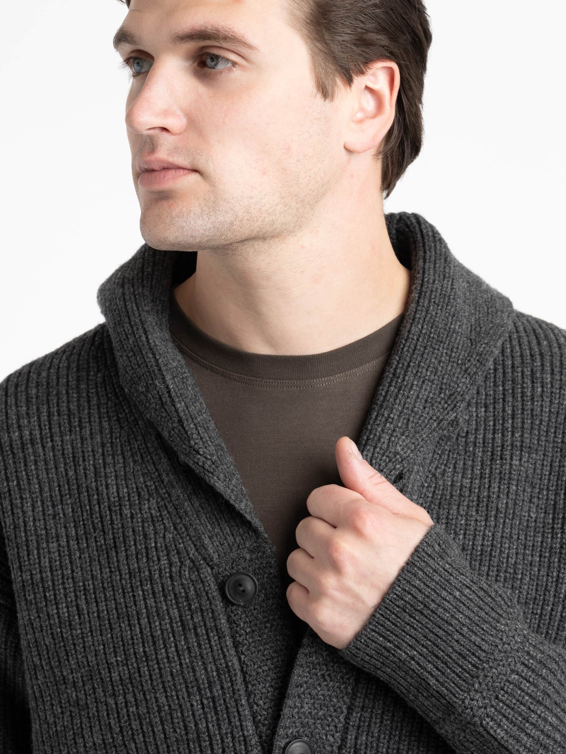 Wool-Blend Shawl-Collar Cardigan – The Helm Clothing