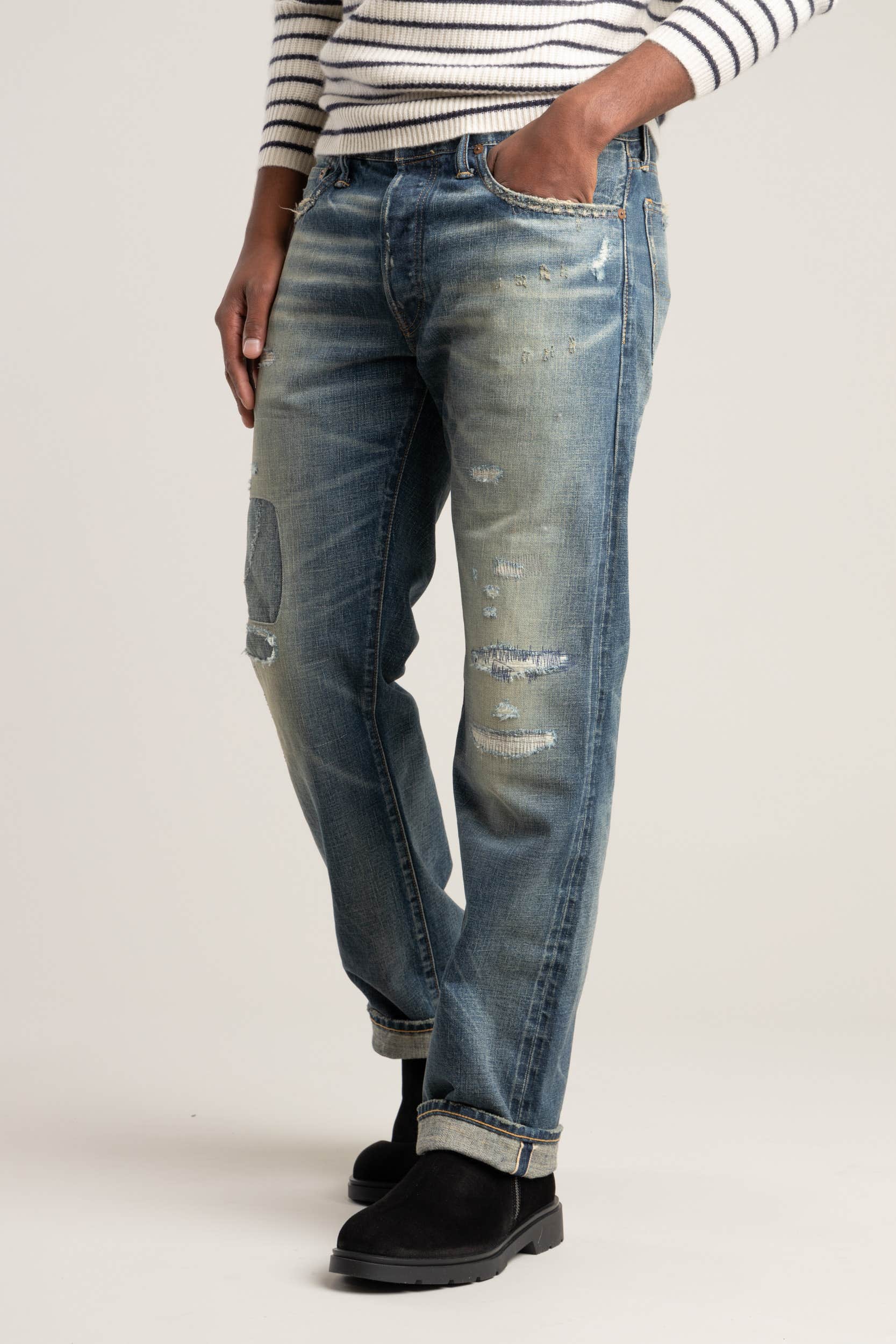 Classic Fit Distressed Selvedge Jean – The Helm Clothing