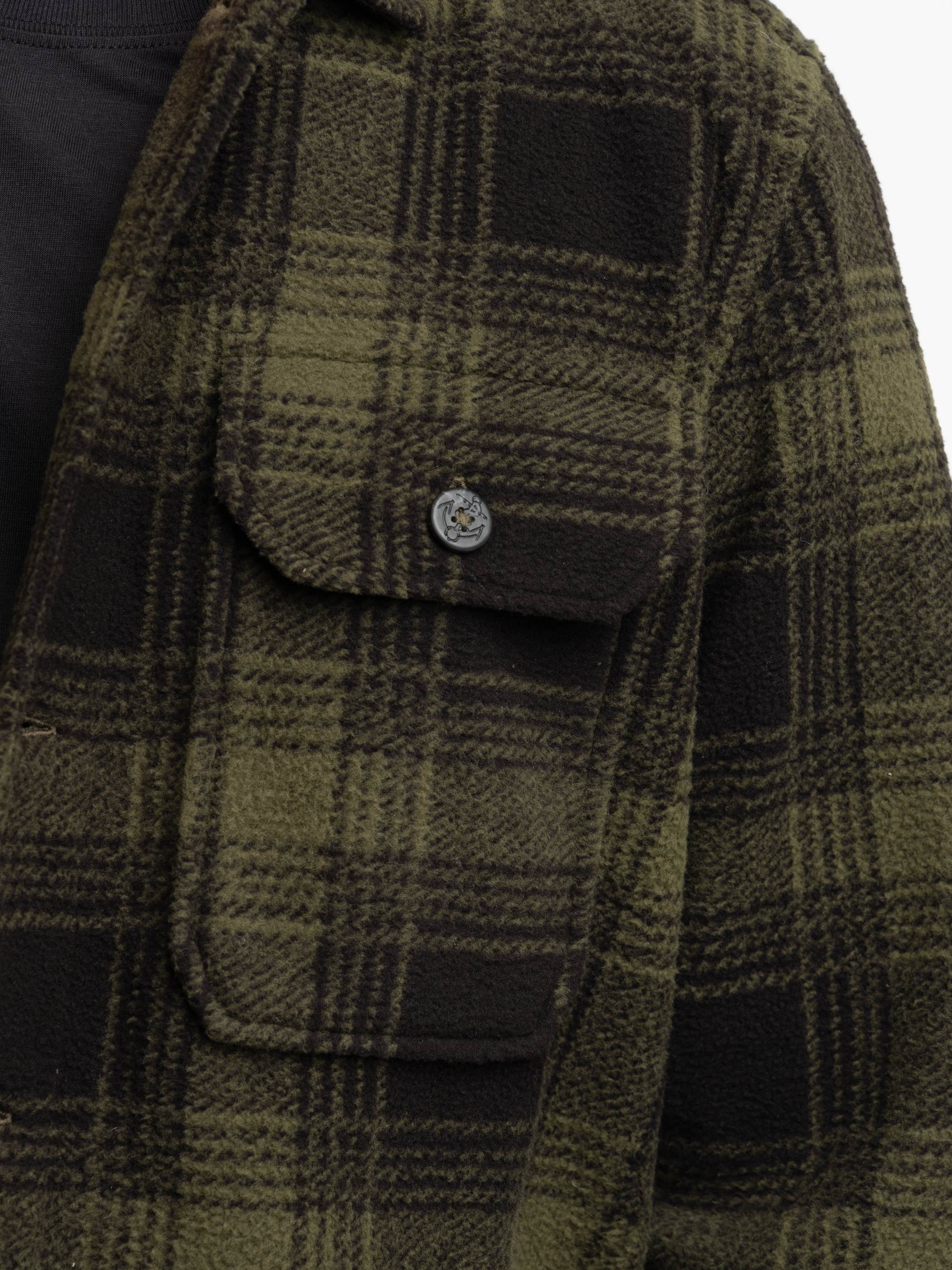 Green Mountain Plaid Pile Fleece Shirt Jacket