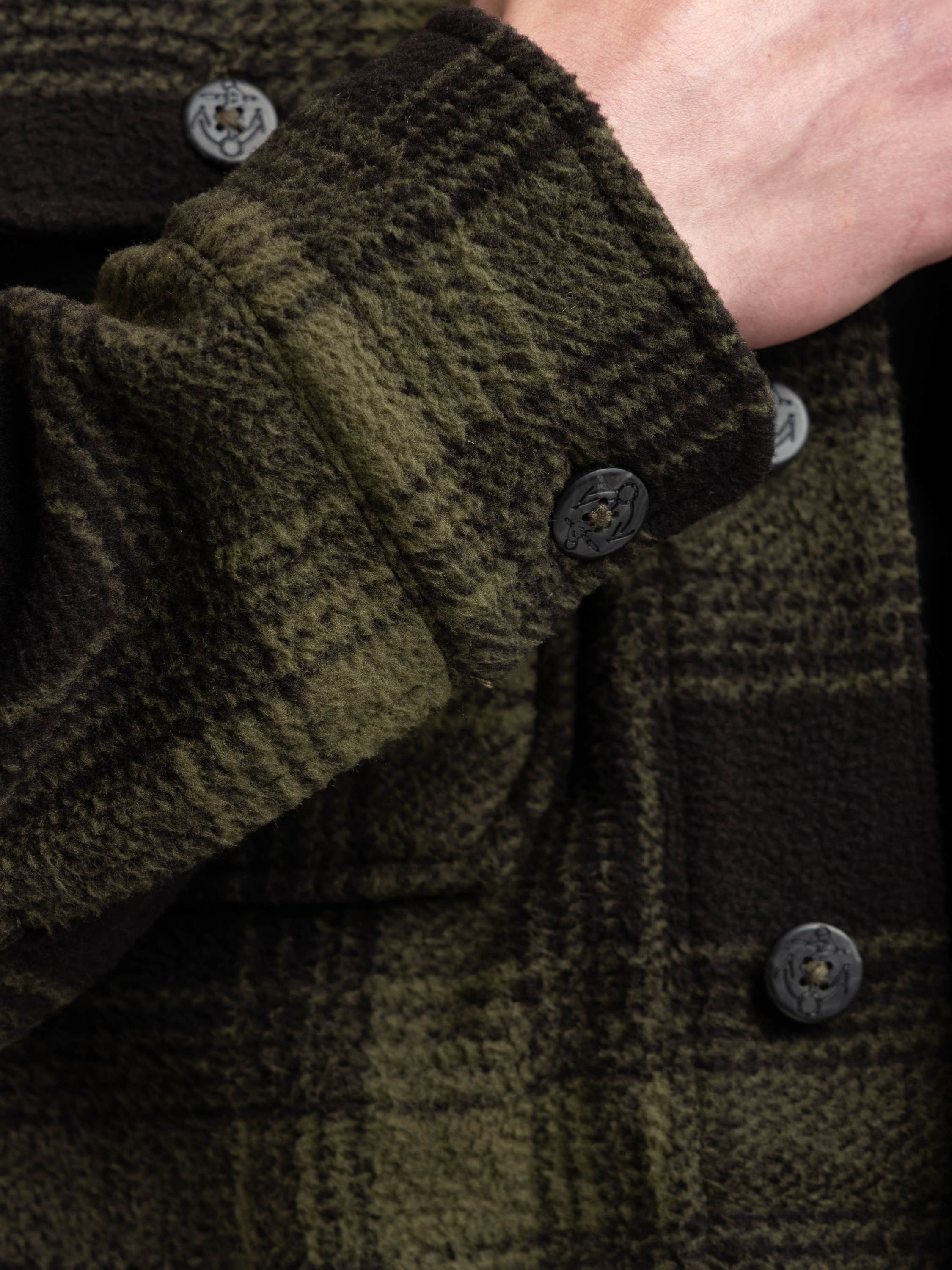 Green Mountain Plaid Pile Fleece Shirt Jacket