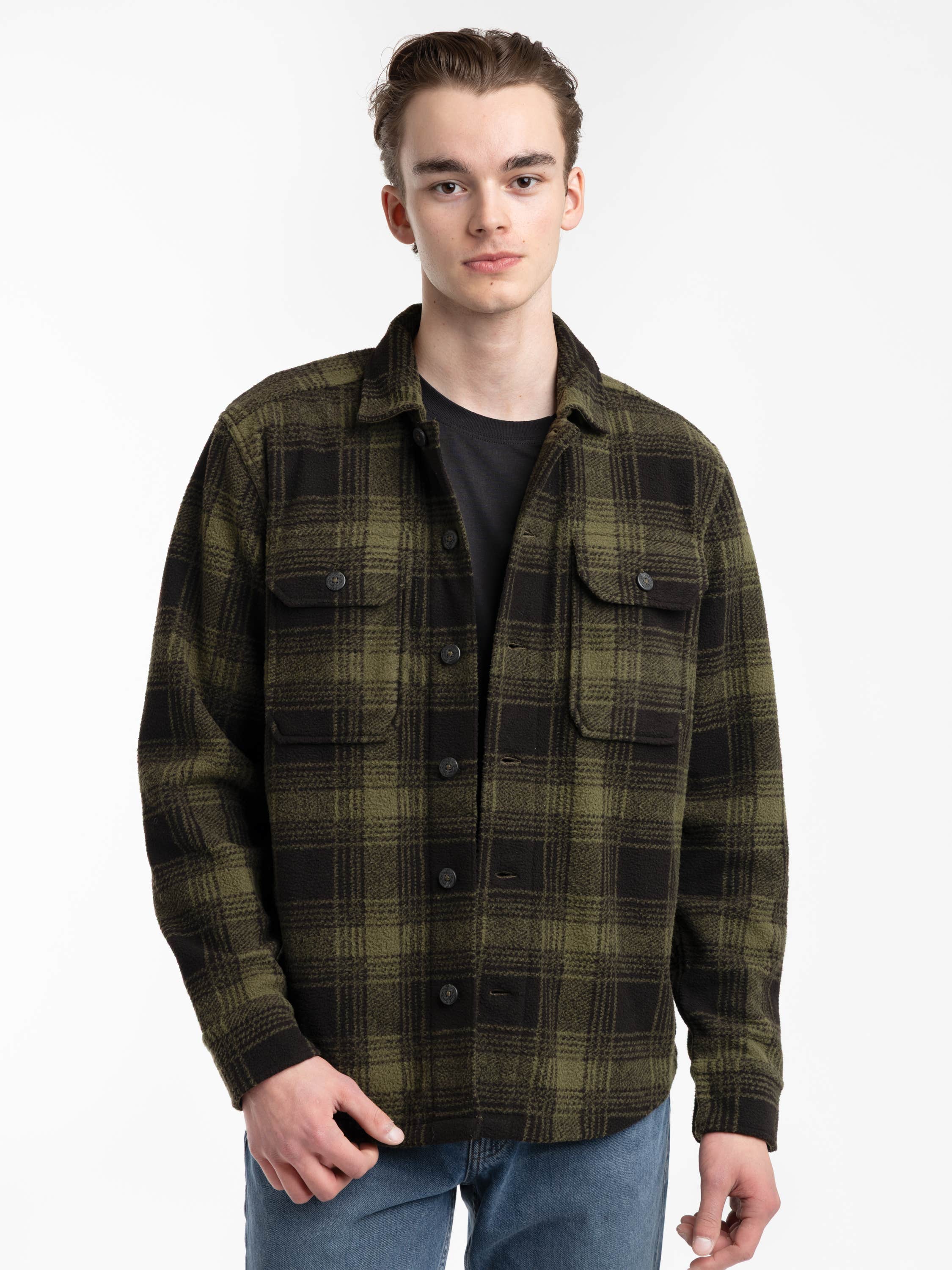 Green Mountain Plaid Pile Fleece Shirt Jacket