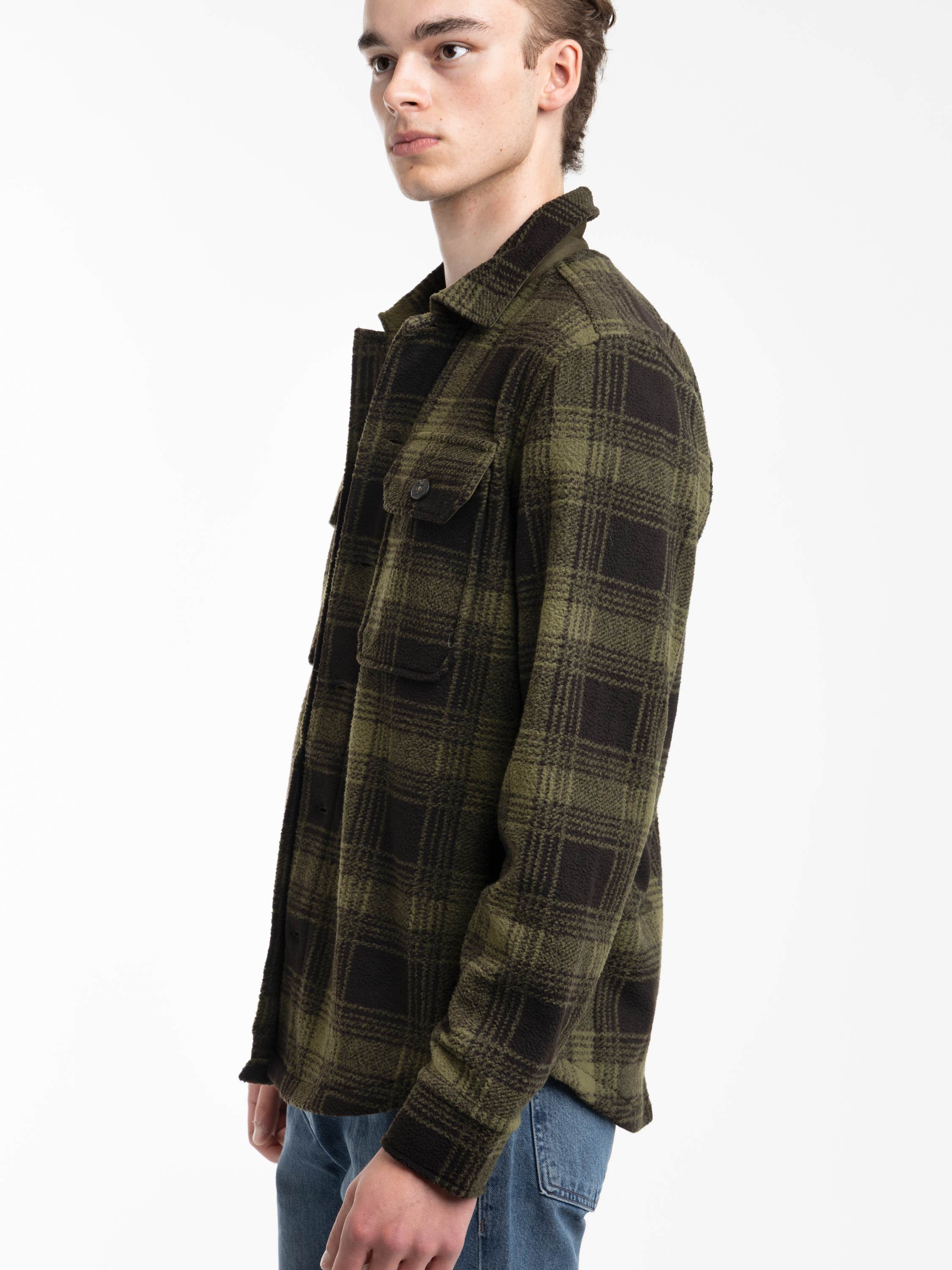 Green Mountain Plaid Pile Fleece Shirt Jacket
