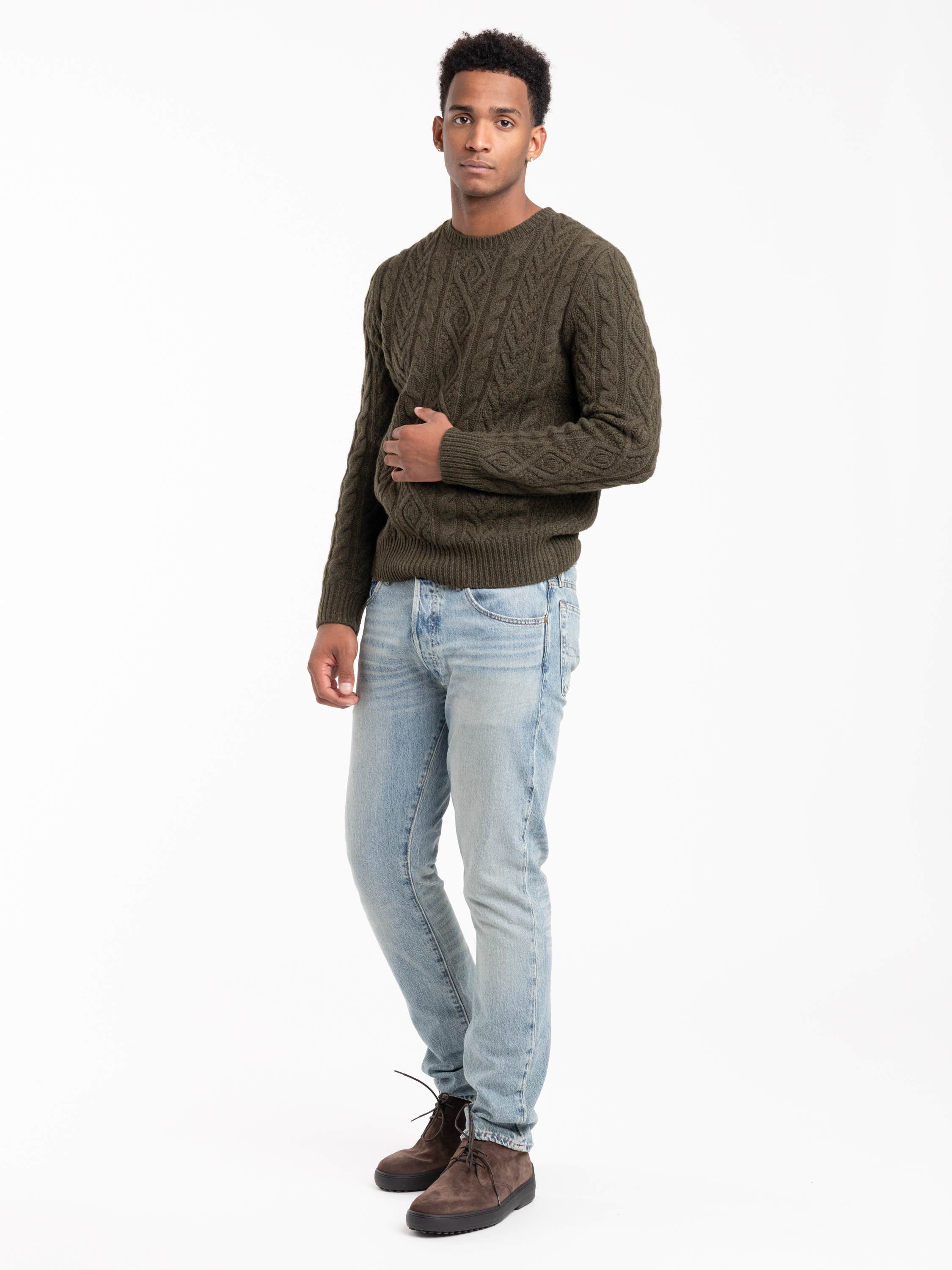 Green Wool-Alpaca Fisherman’s Sweater