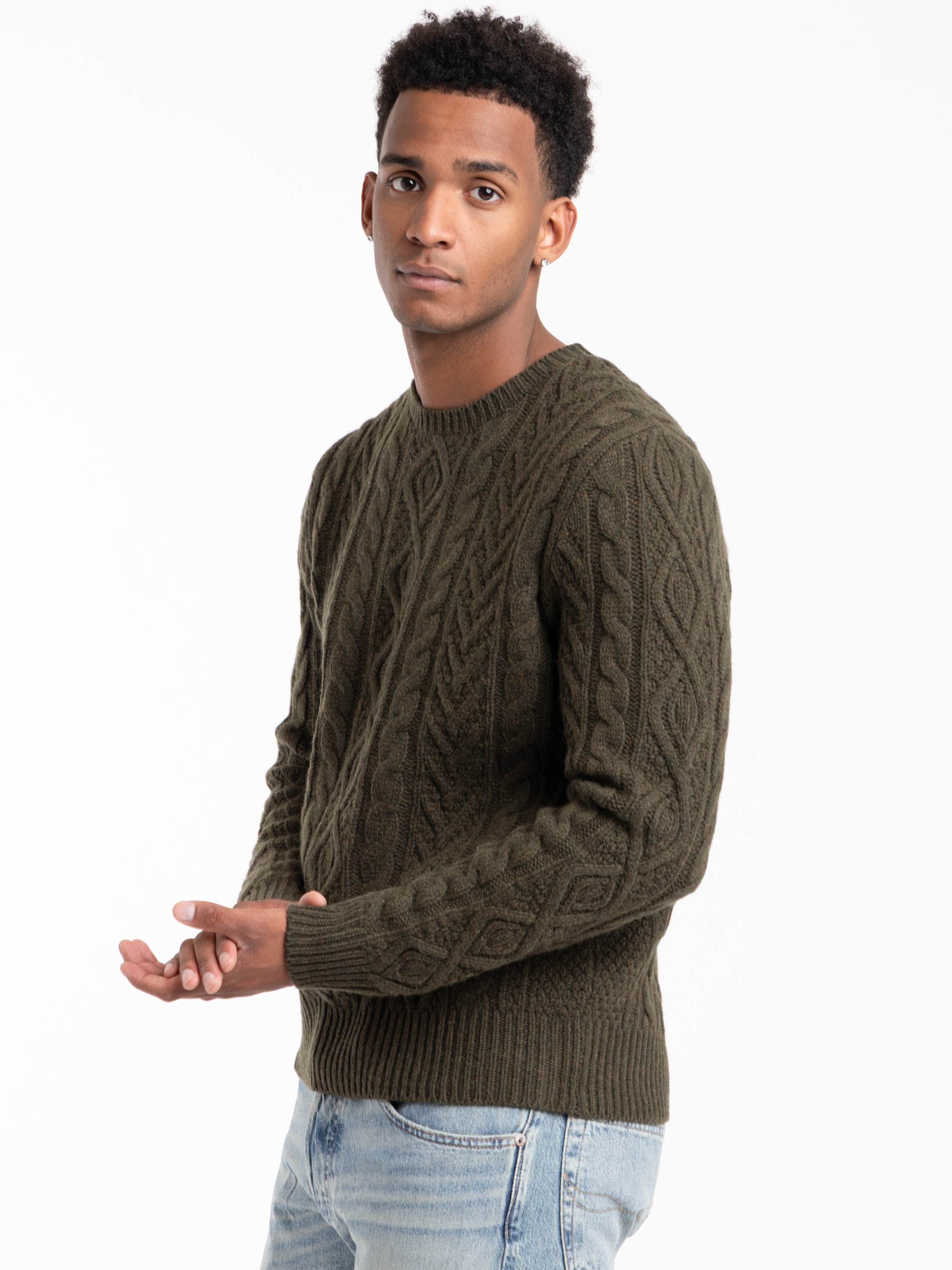 Green Wool-Alpaca Fisherman’s Sweater