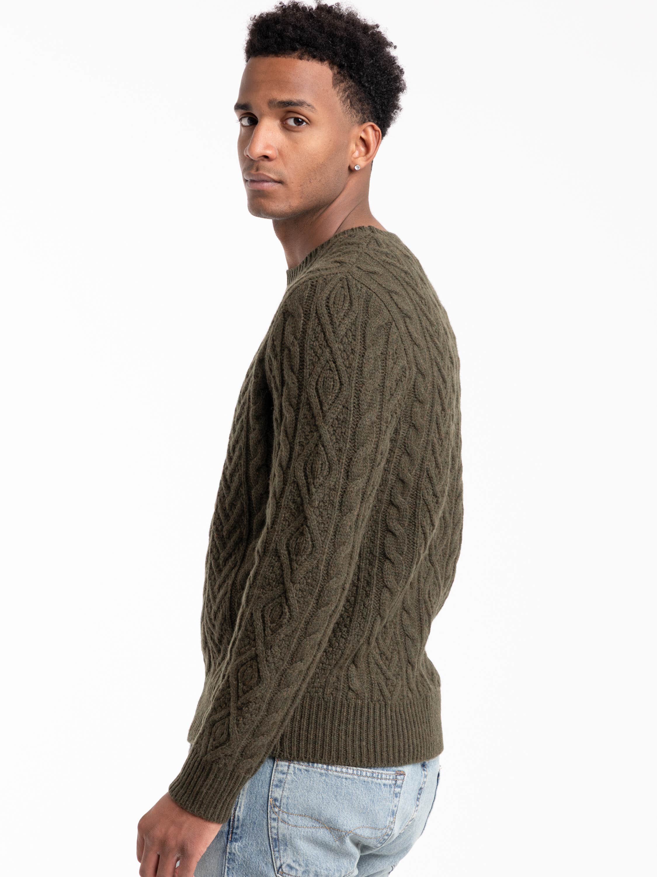 Green Wool-Alpaca Fisherman’s Sweater