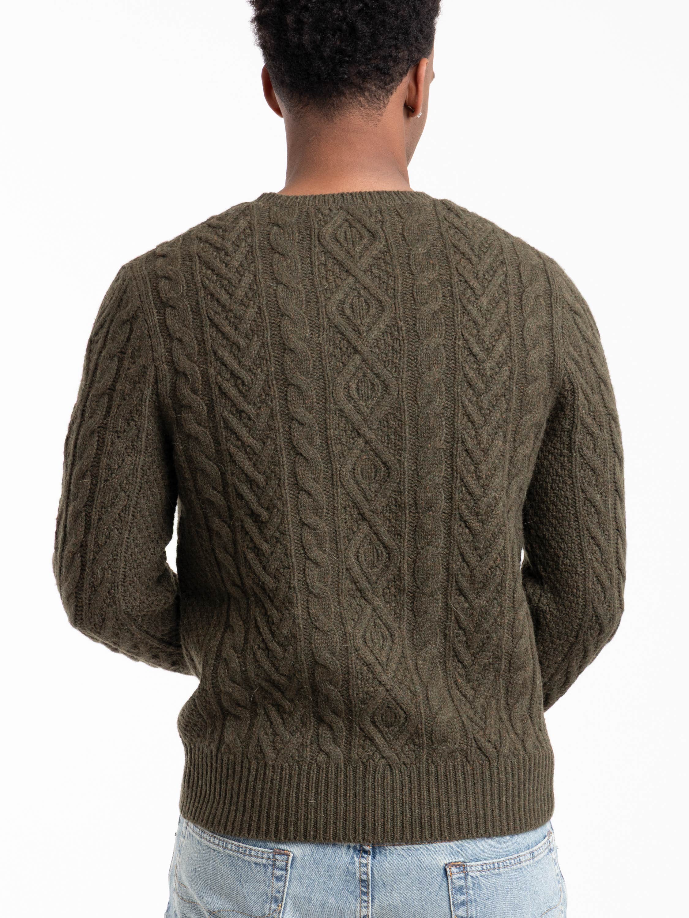 Green Wool-Alpaca Fisherman’s Sweater