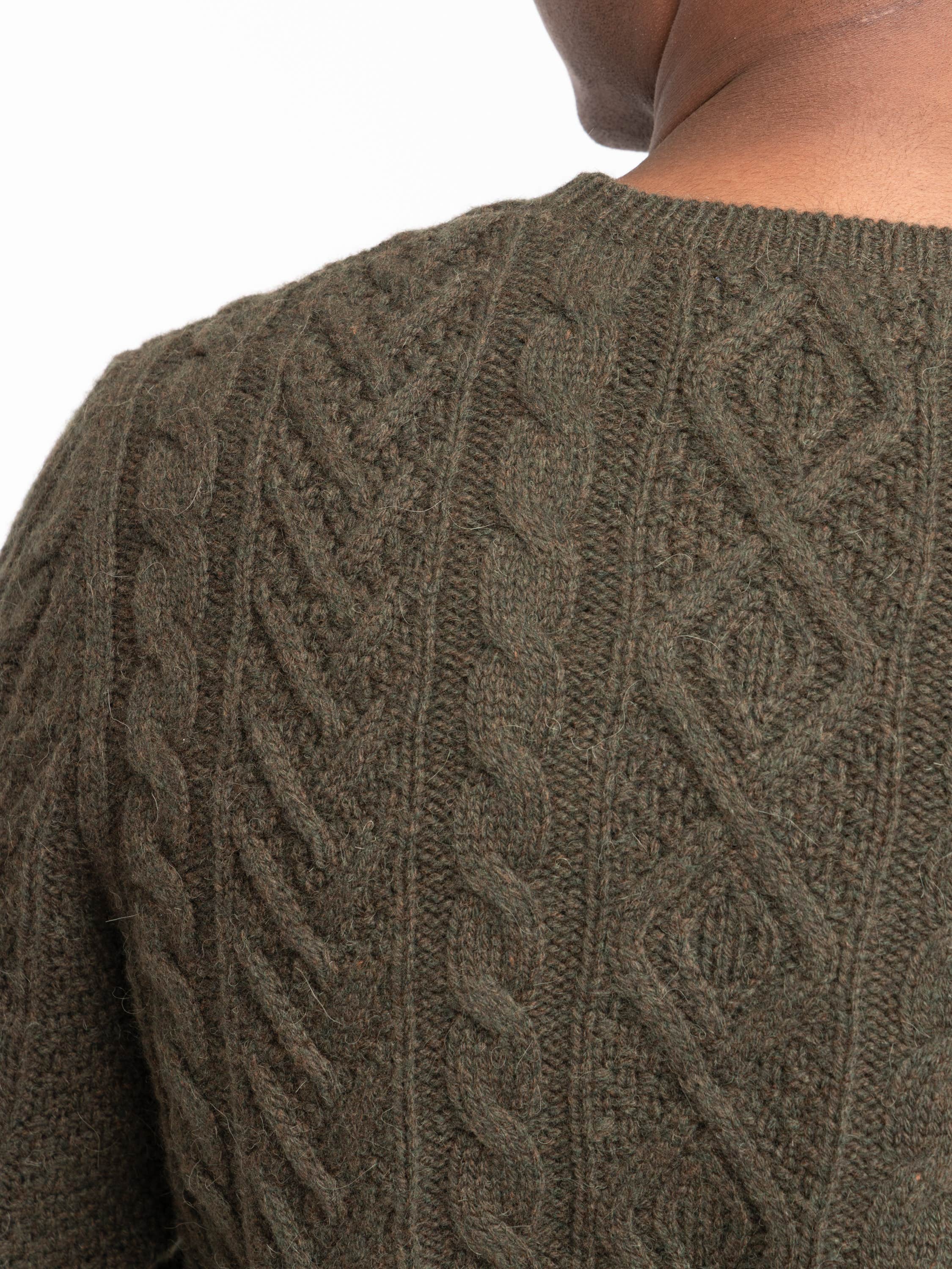 Green Wool-Alpaca Fisherman’s Sweater