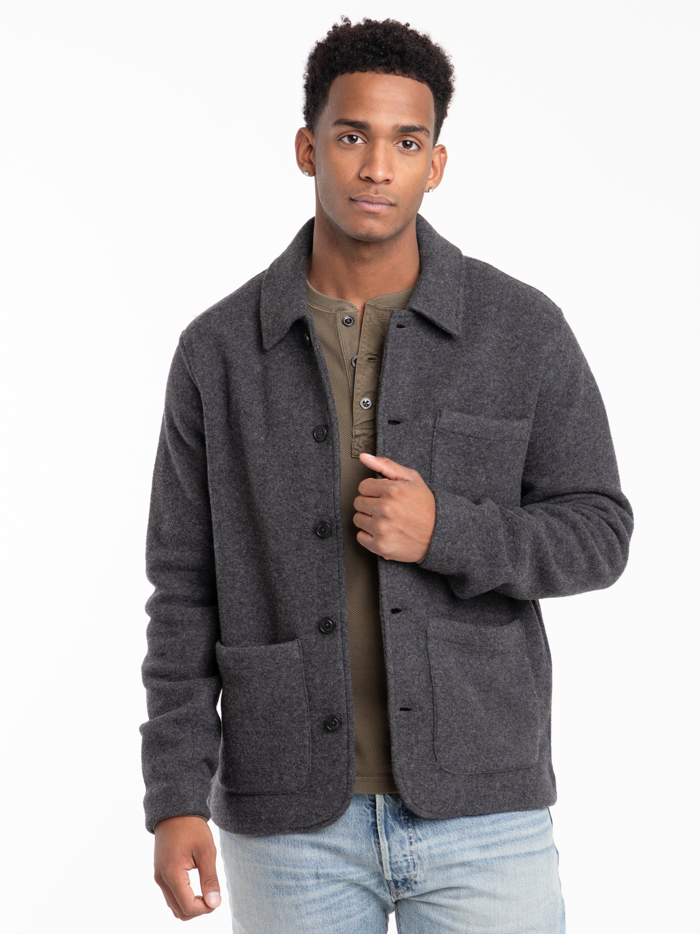 Grey Wool Blend Double Knit Chore Jacket – The Helm Clothing