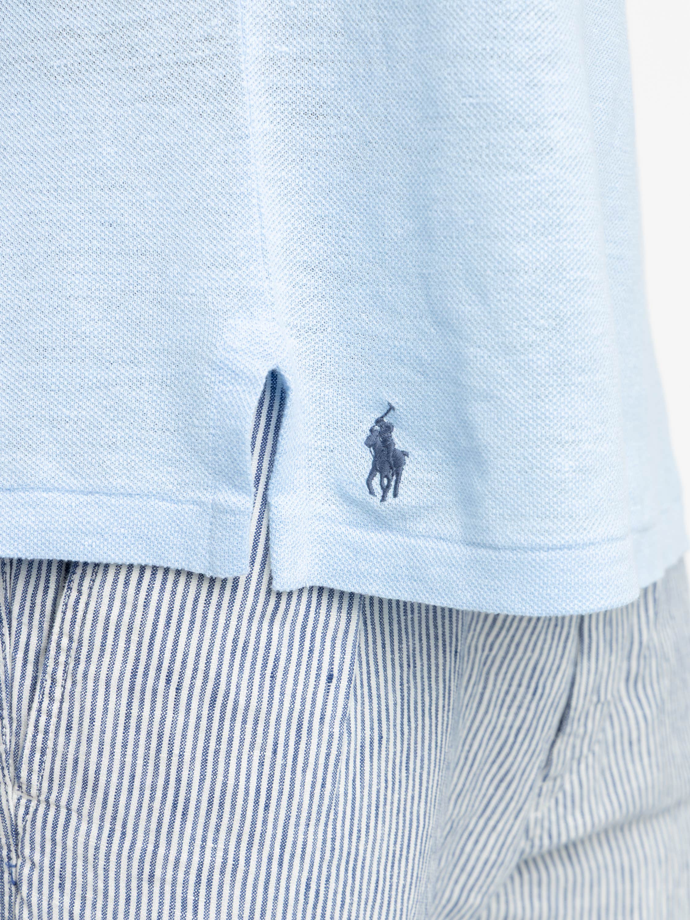 Light Blue Piqué Chest-Pocket Cotton Polo Shirt
