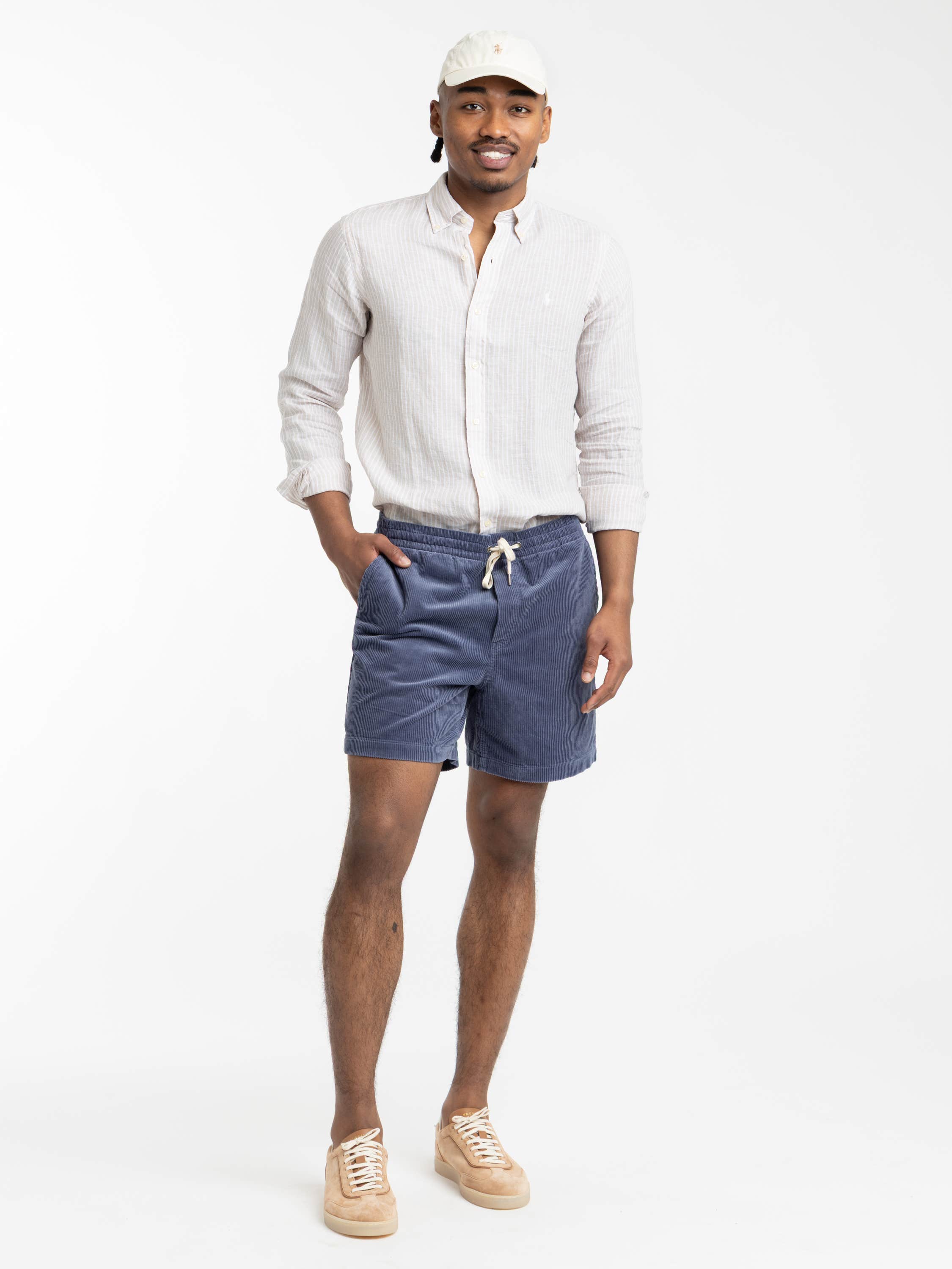 Light Brown Striped Linen Button-Down Shirt