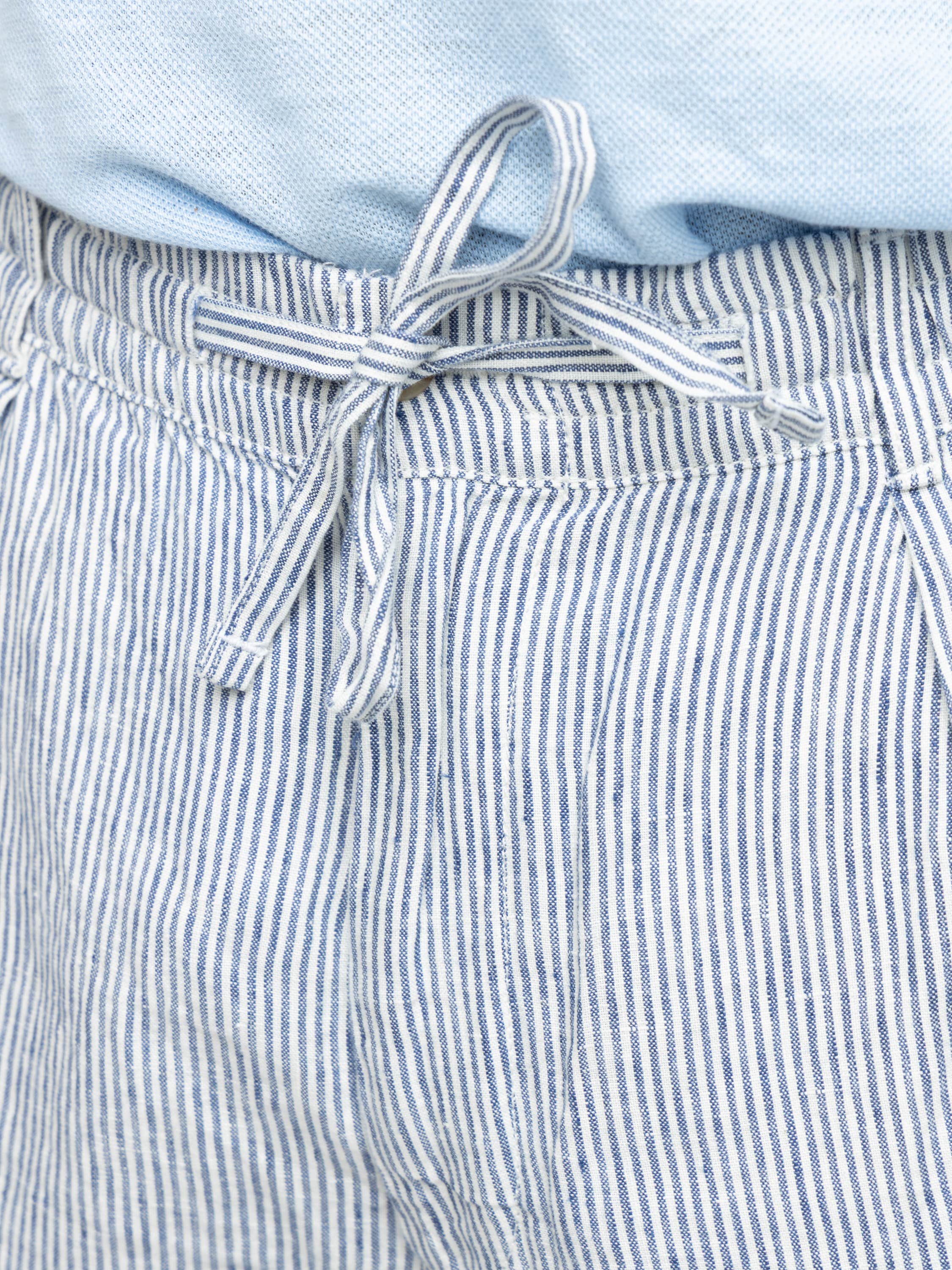 Navy Micro Stripe Lateef Slim Tapered Fit Linen Pant