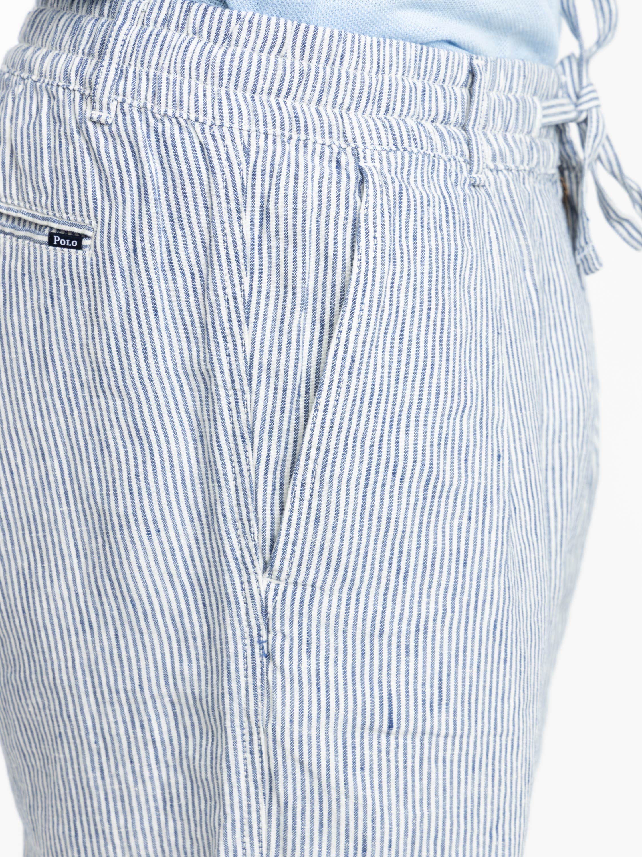 Navy Micro Stripe Lateef Slim Tapered Fit Linen Pant