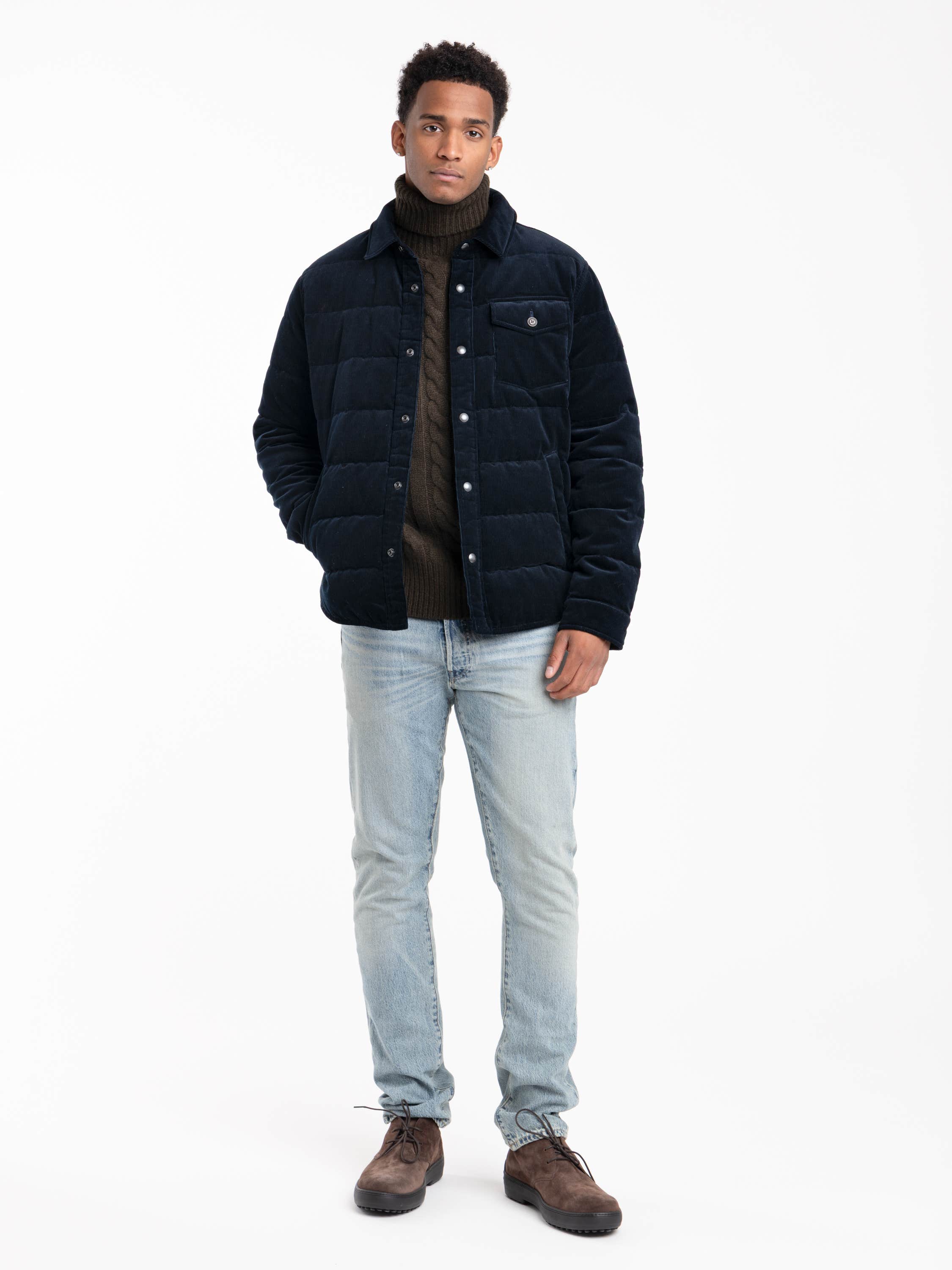 Navy Puffer Corduoray Jacket