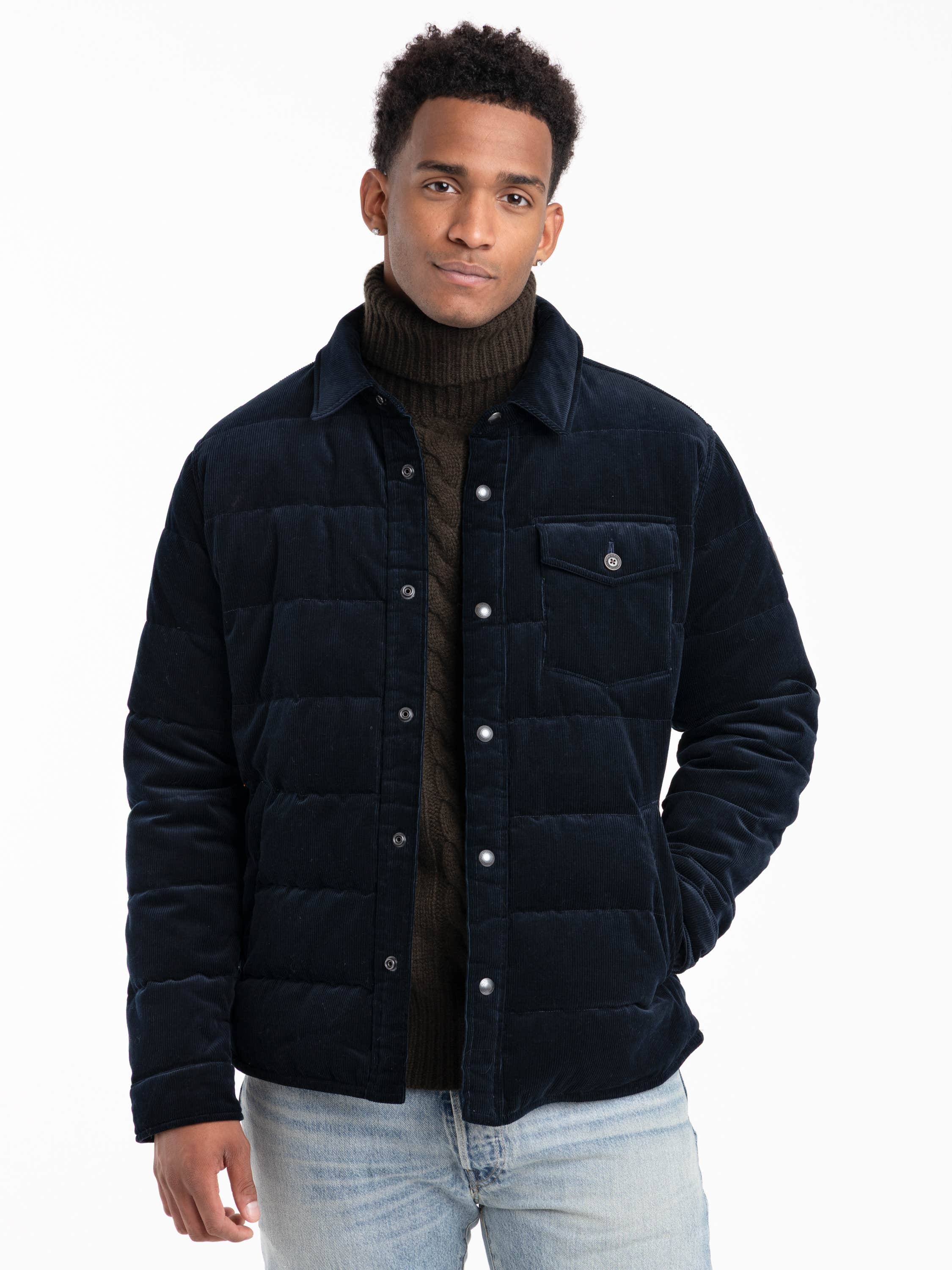 Navy Puffer Corduoray Jacket