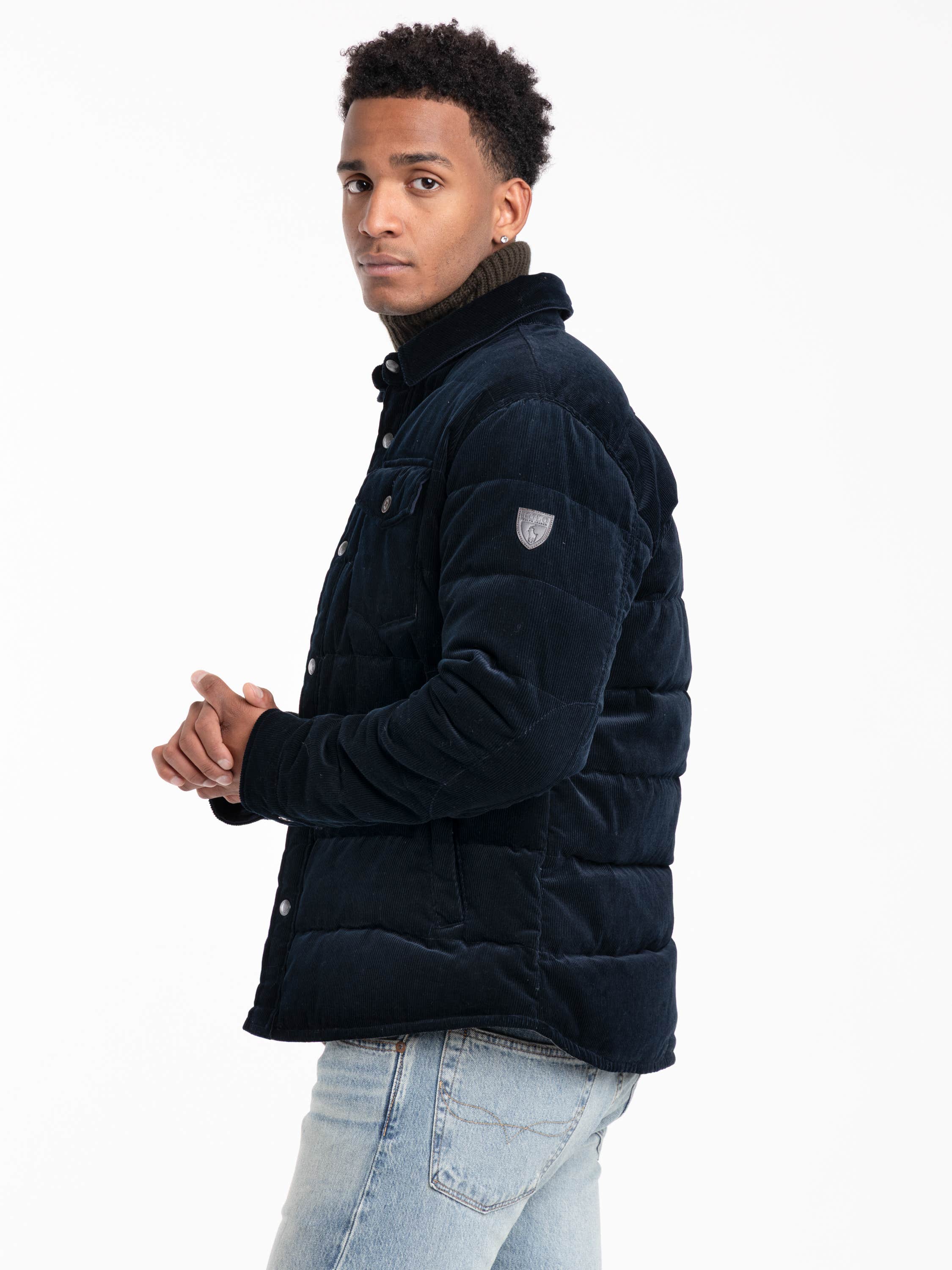 Navy Puffer Corduoray Jacket