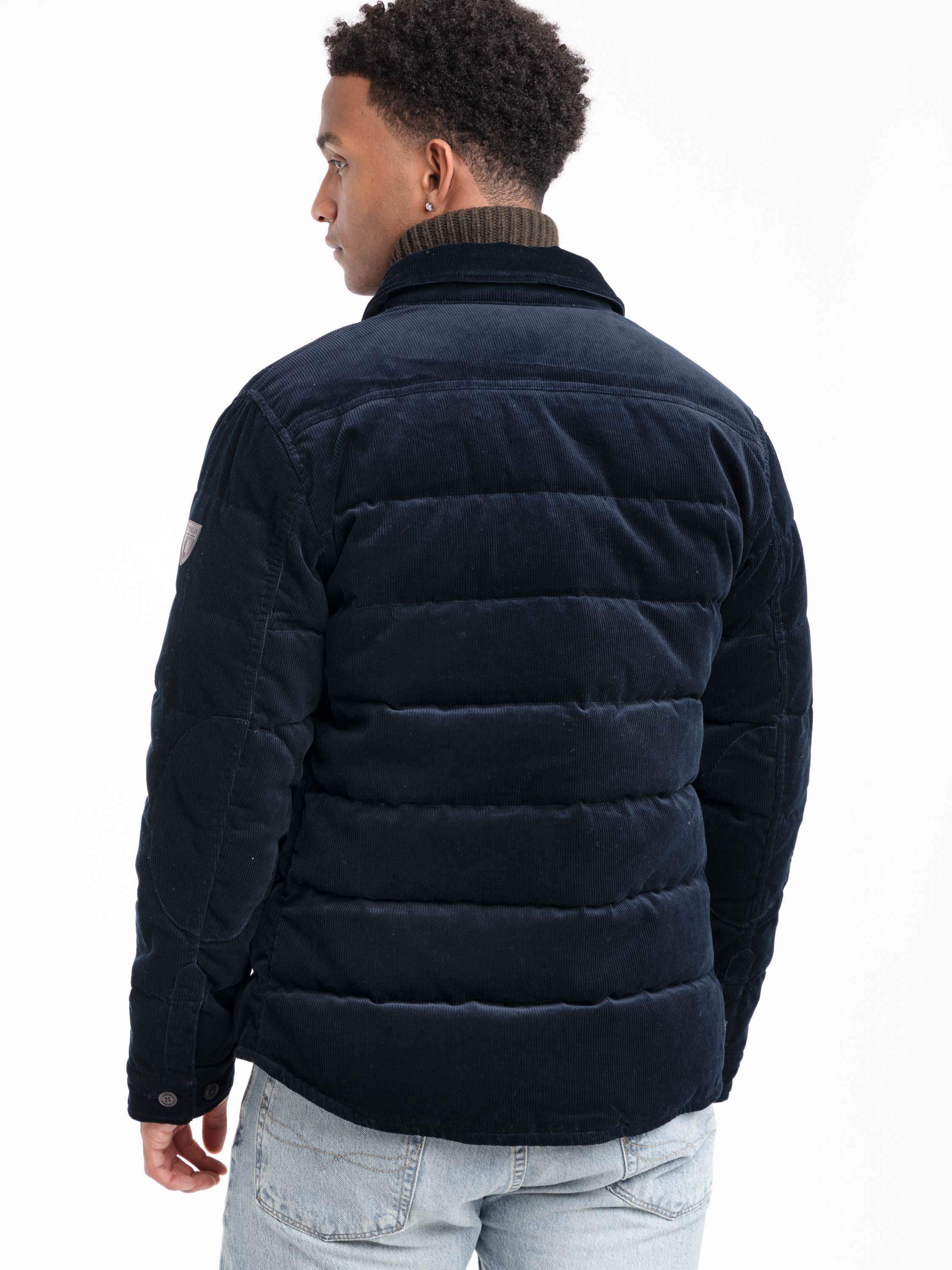Navy Puffer Corduoray Jacket