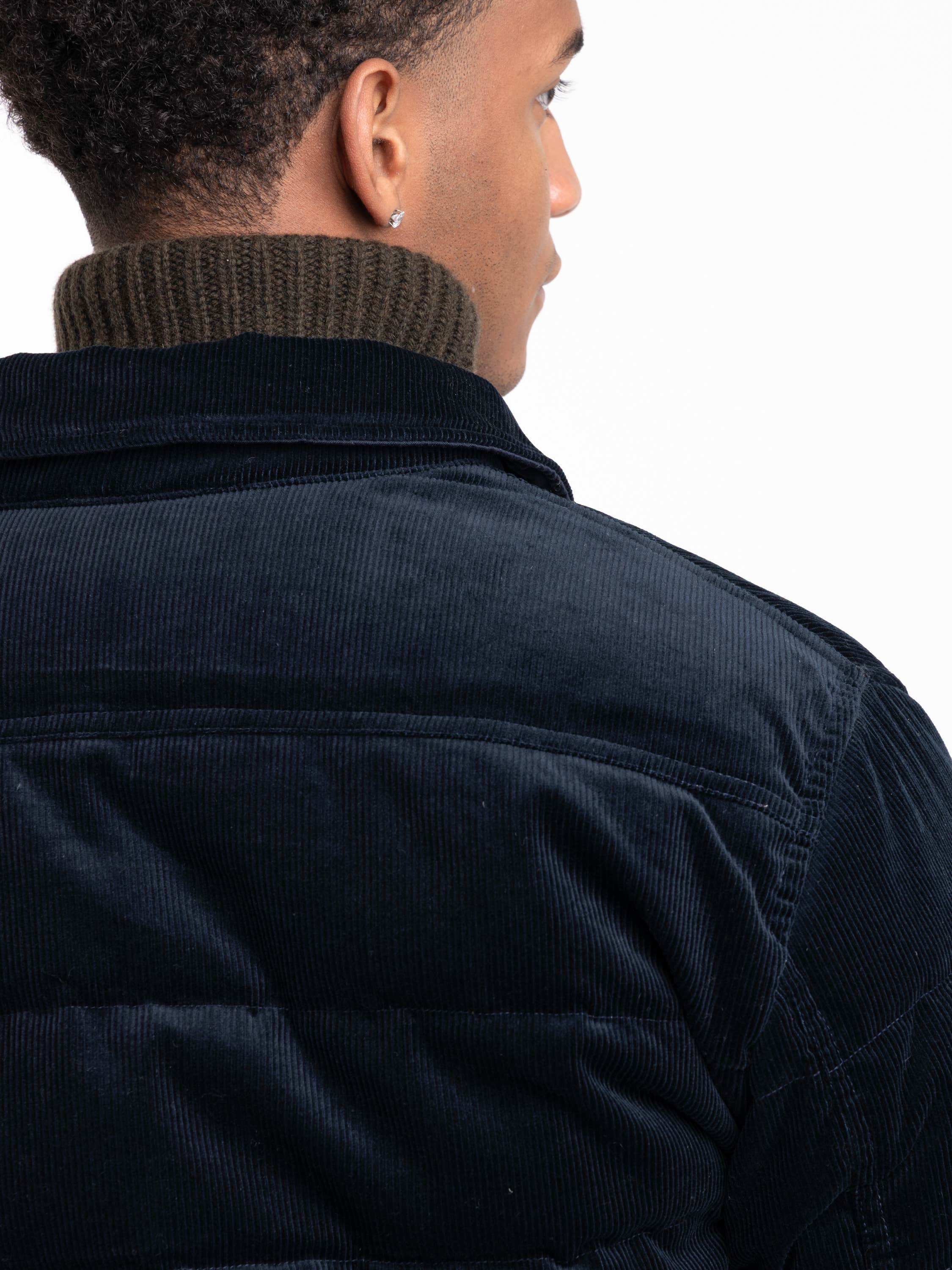 Navy Puffer Corduoray Jacket