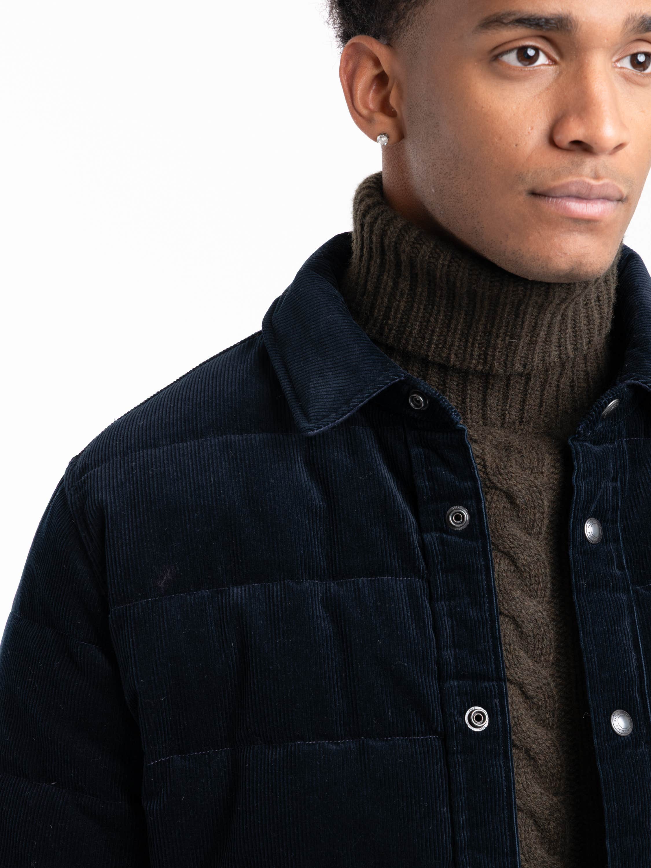 Navy Puffer Corduoray Jacket
