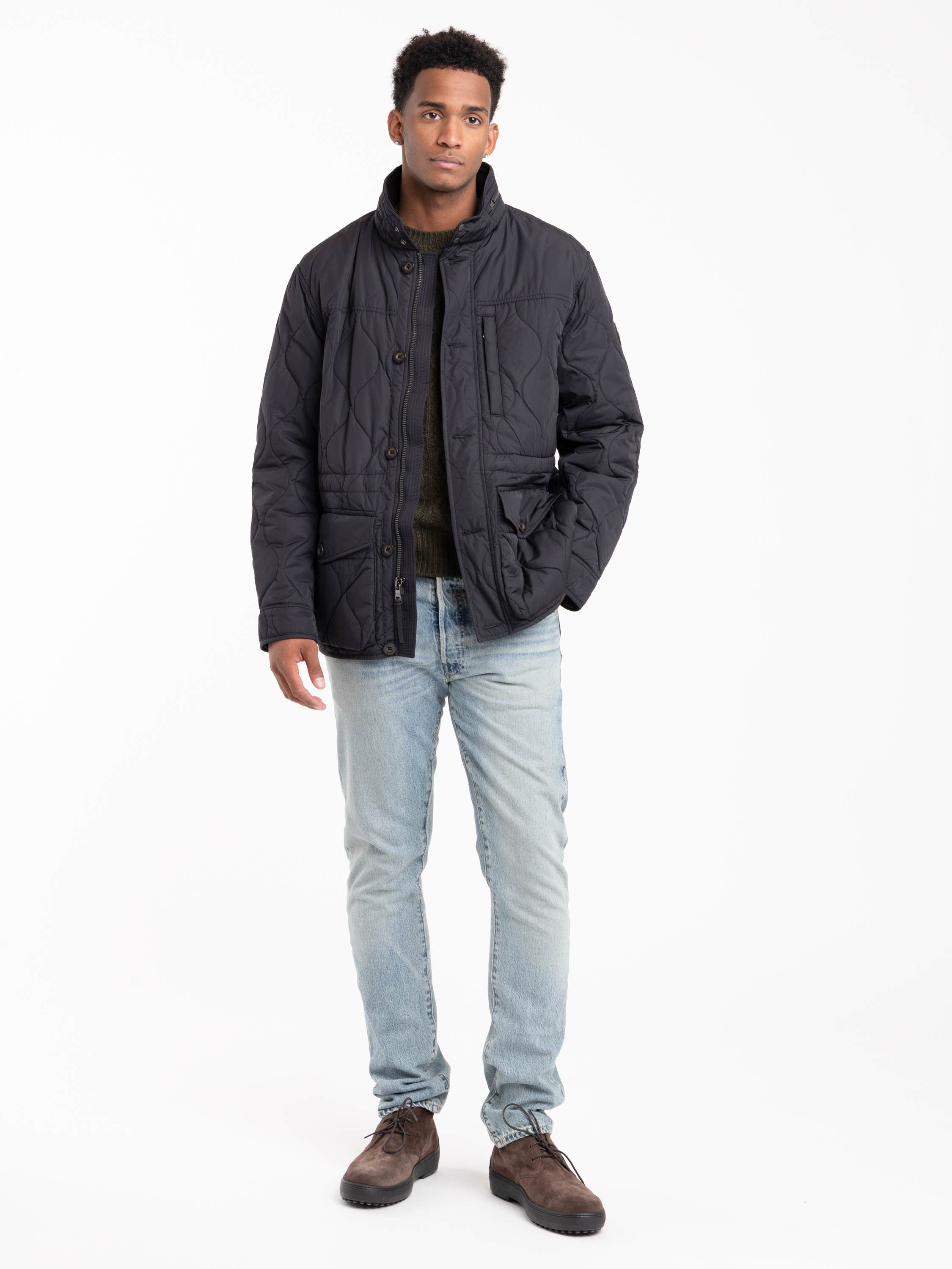 Navy Quilted Jacket