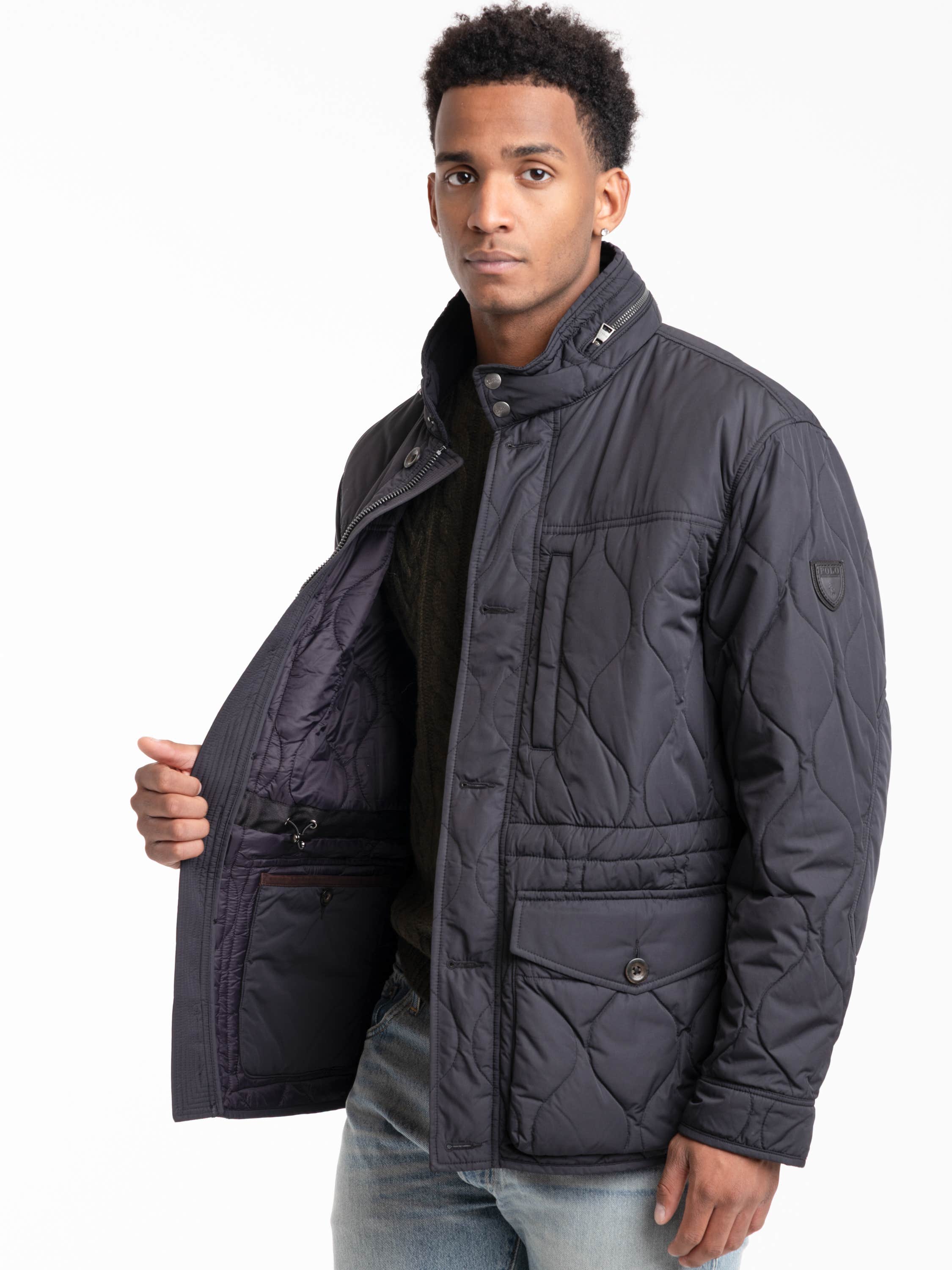Navy Quilted Jacket