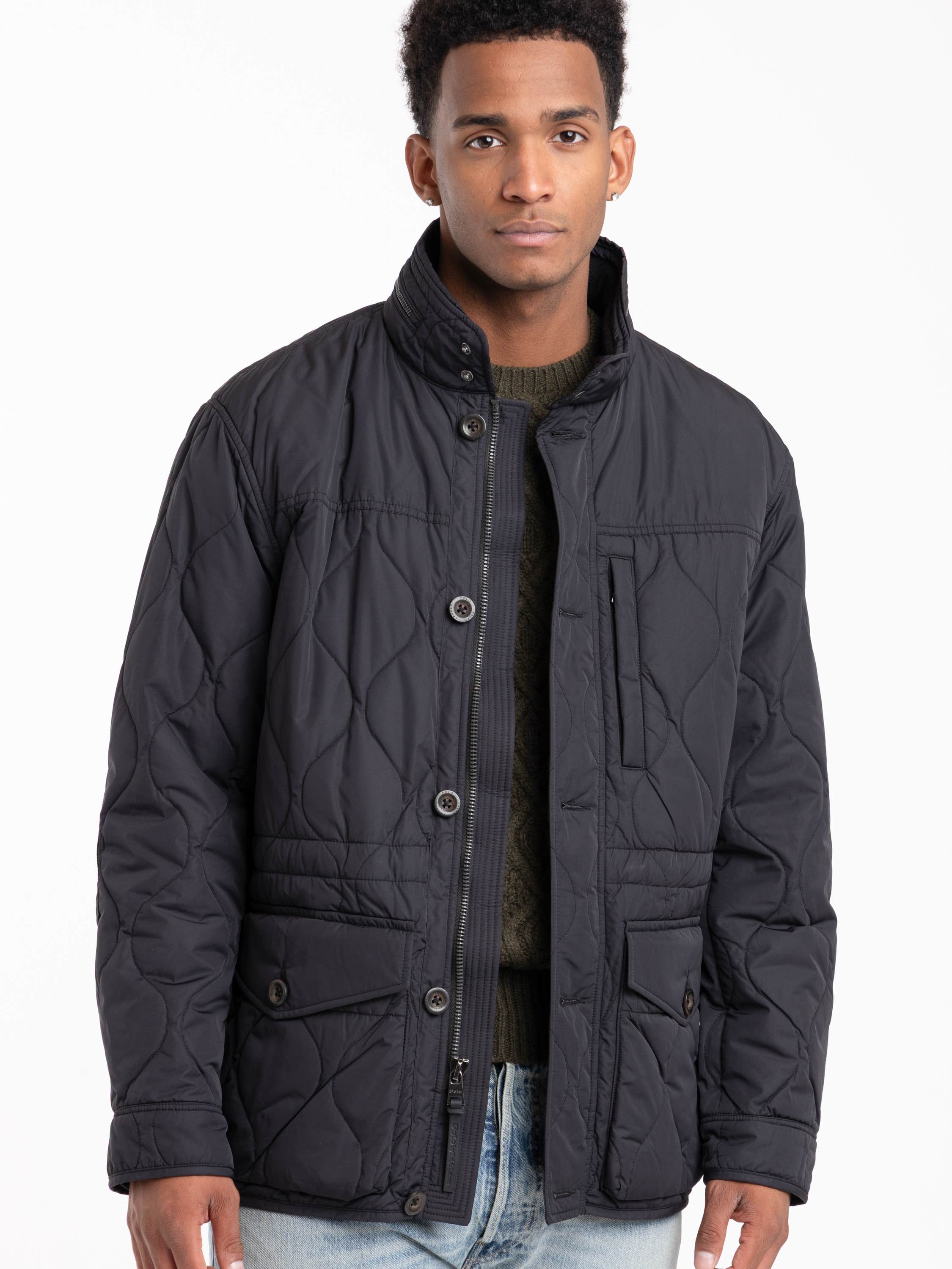 Navy Quilted Jacket