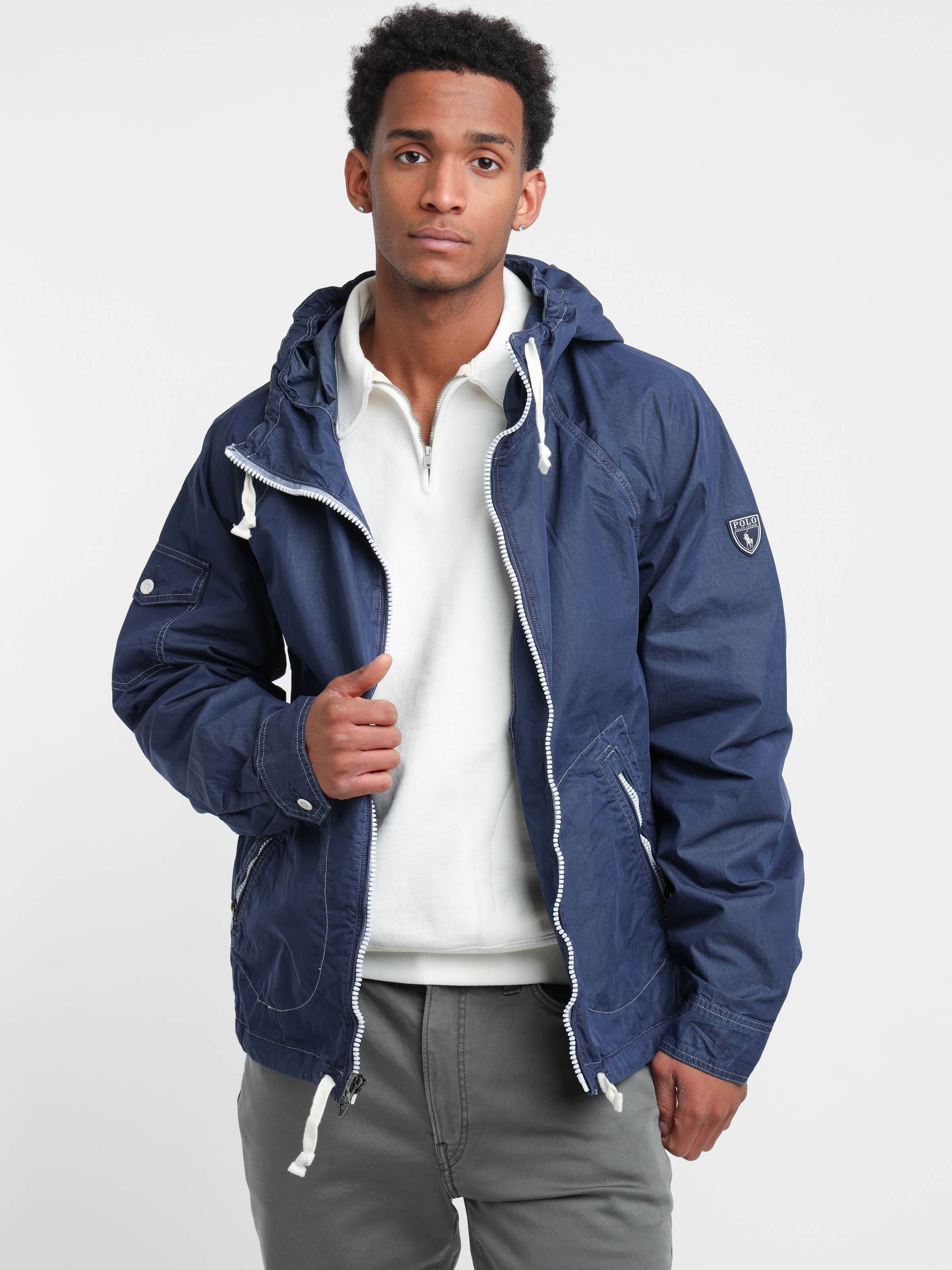 Newport Navy Garment-Dyed Twill Hooded Jacket