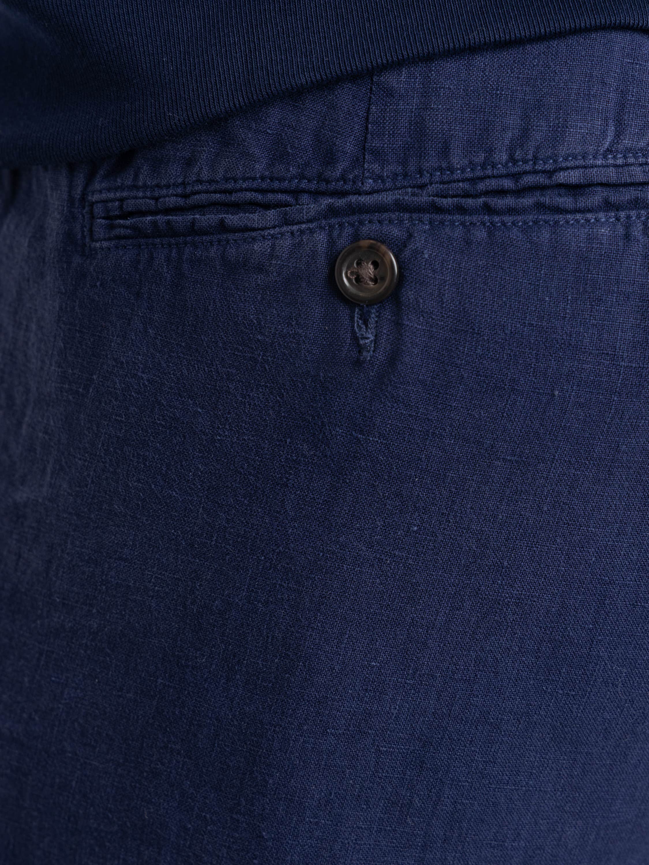 Newport Navy Lateef Slim Tapered Fit Linen Pan