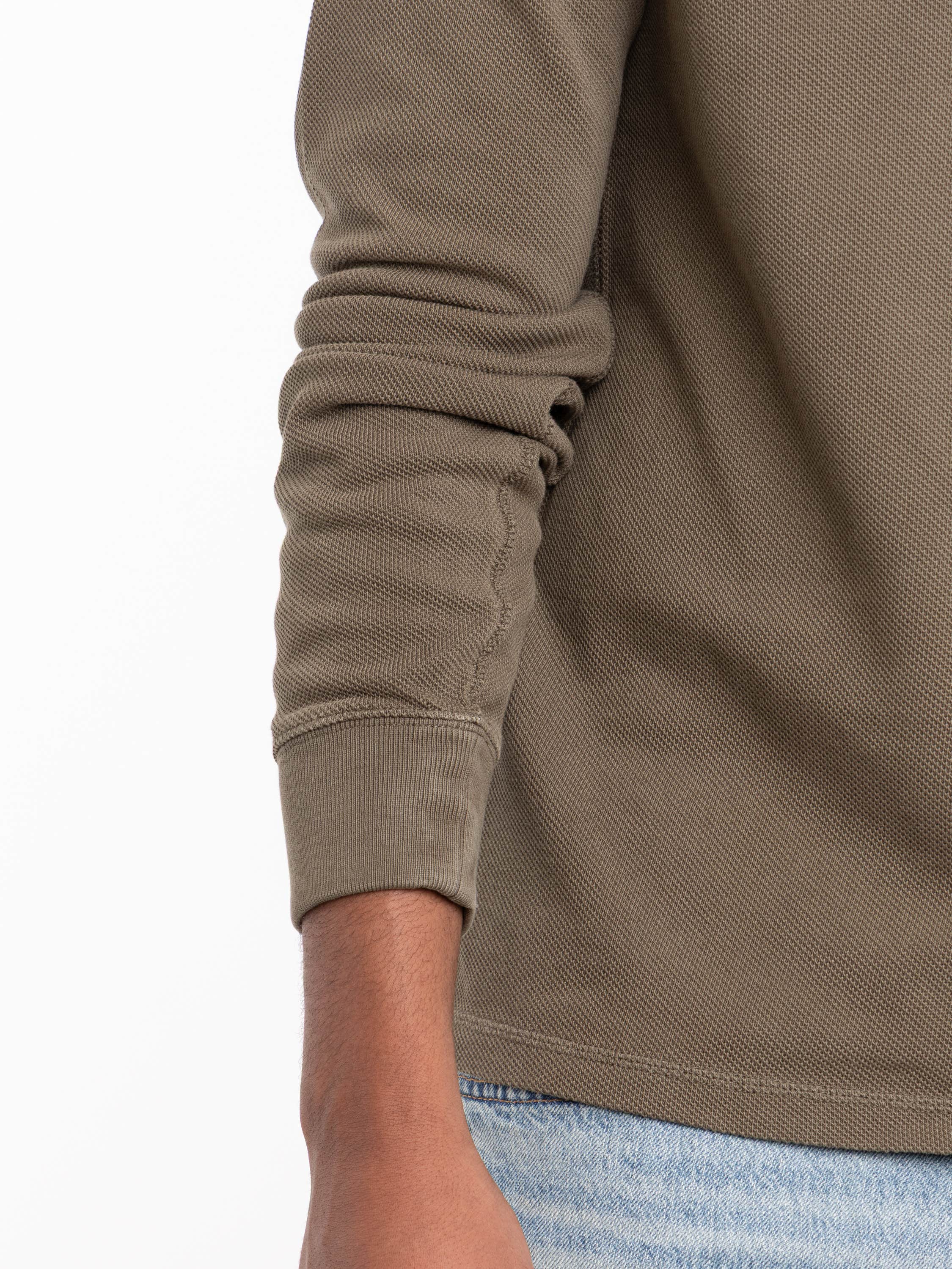 Olive Mesh Henley Shirt