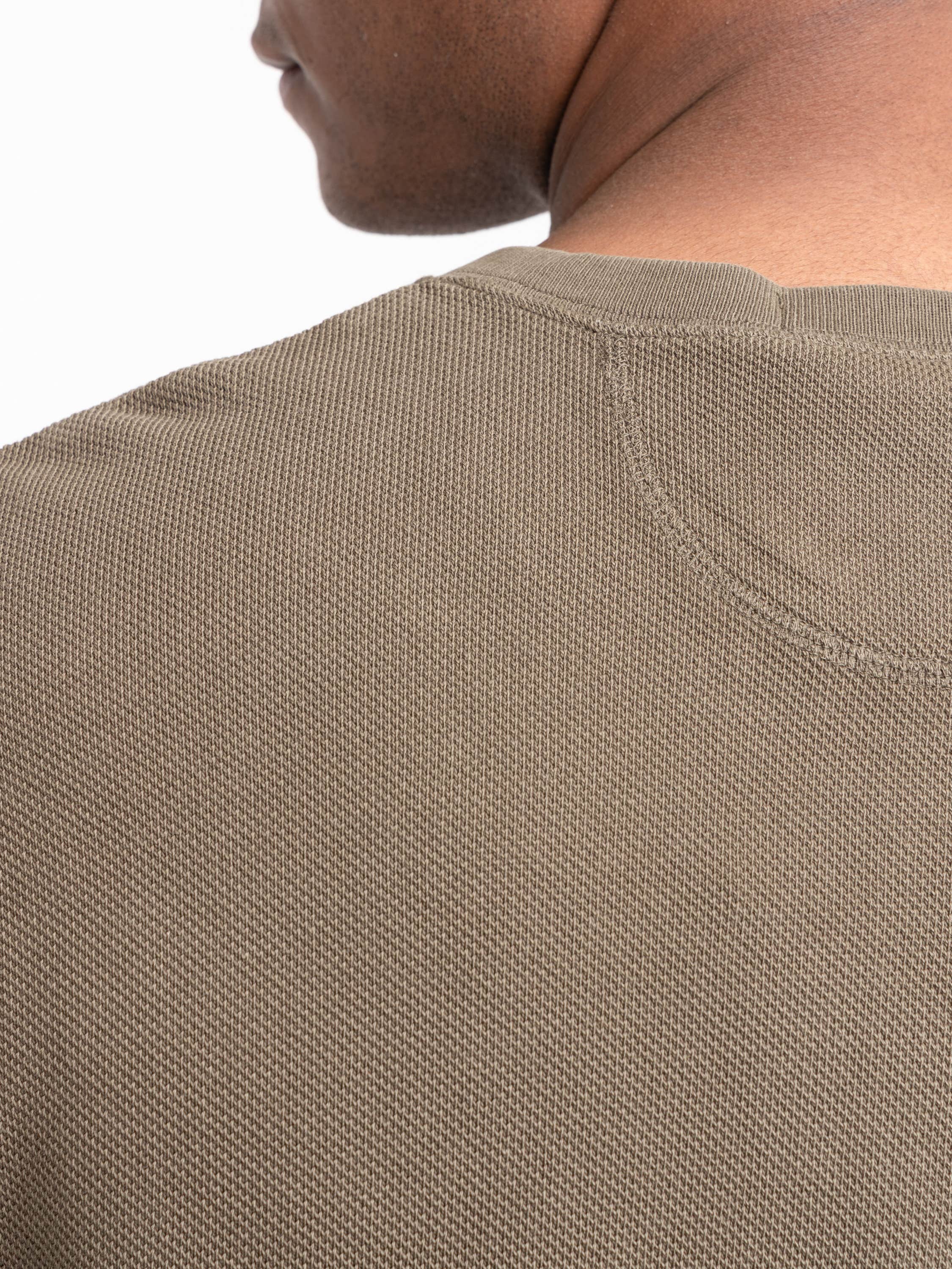 Olive Mesh Henley Shirt