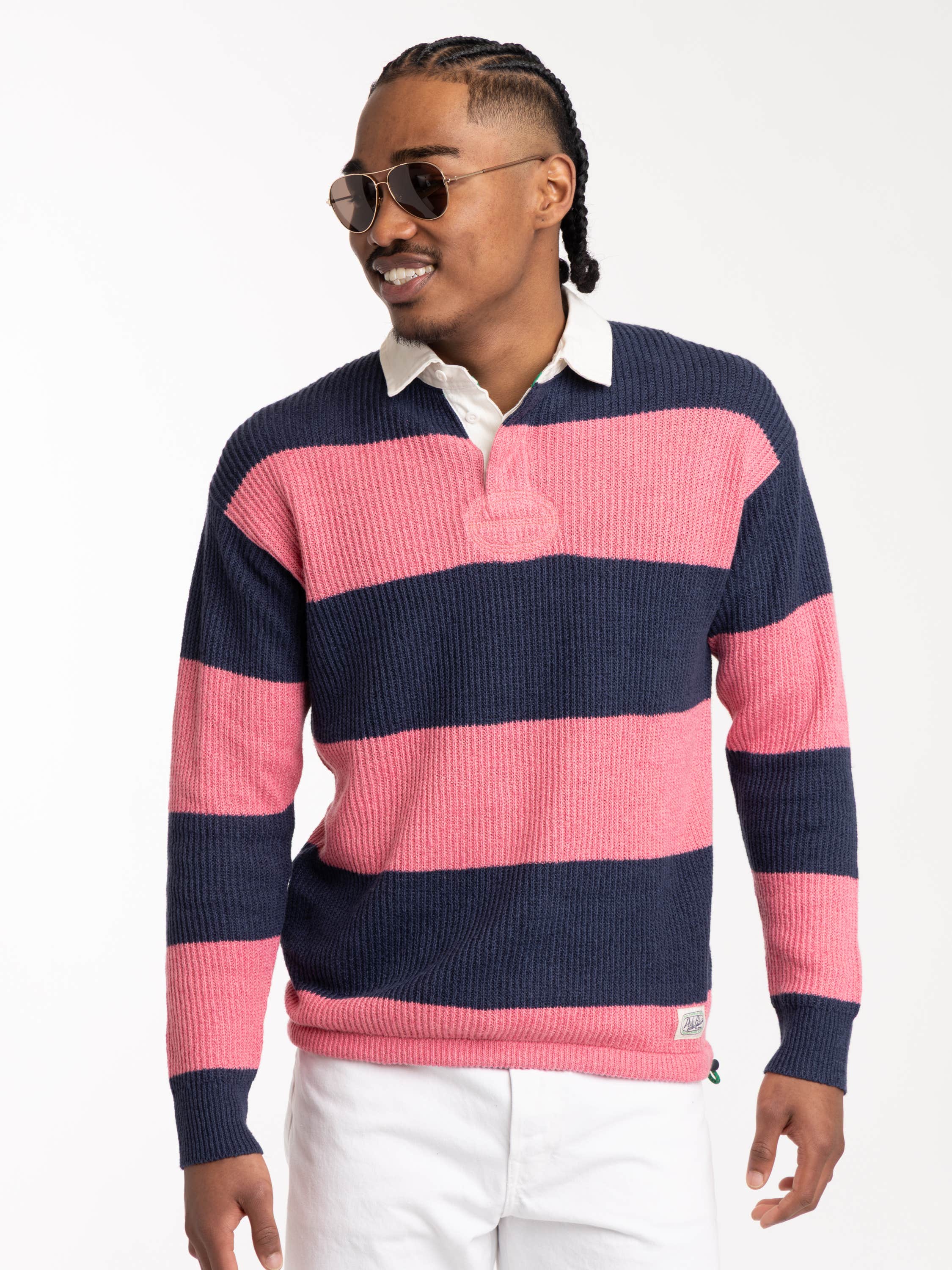 Striped Linen-Cotton Rugby Sweater