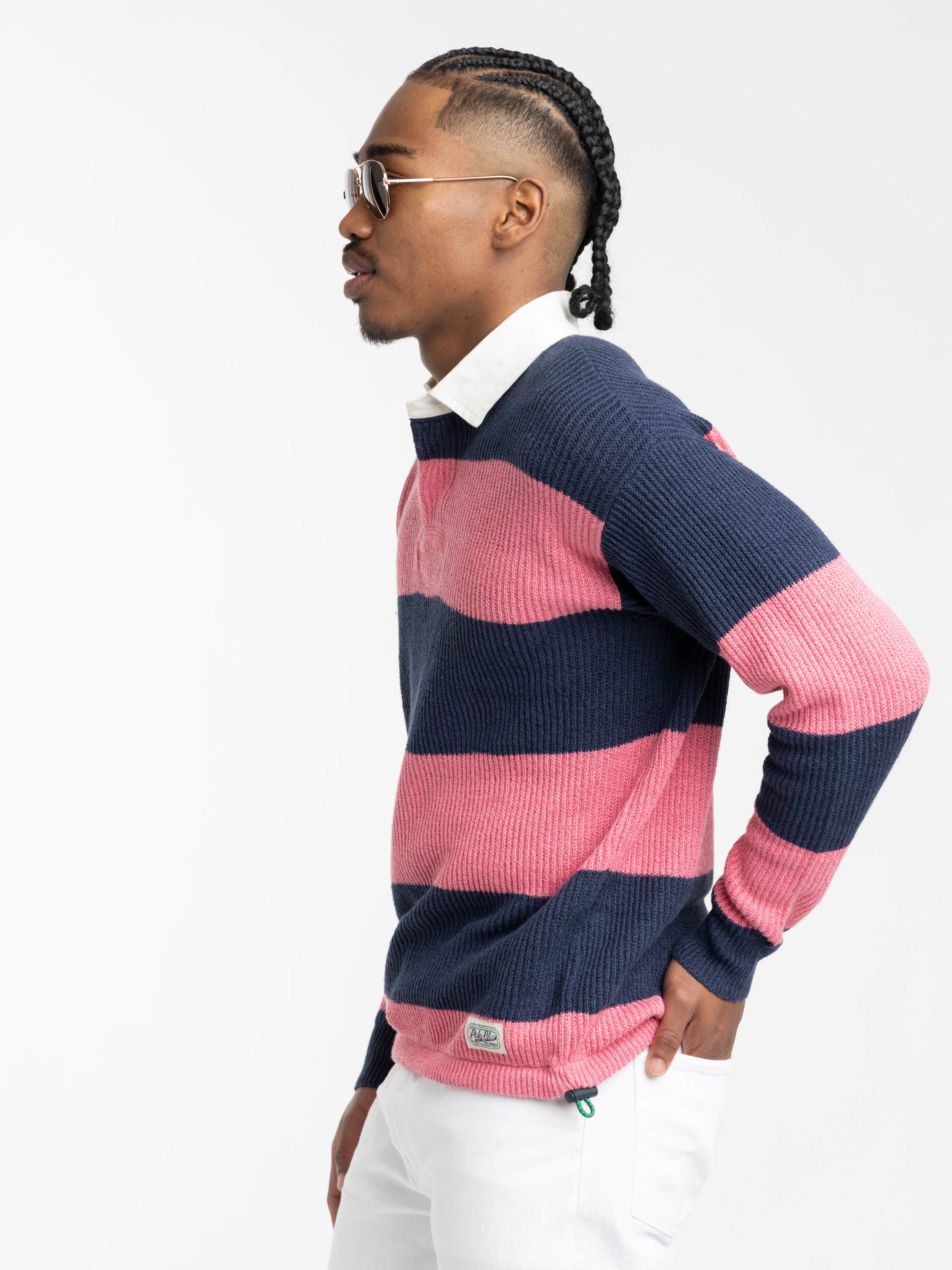 Striped Linen-Cotton Rugby Sweater