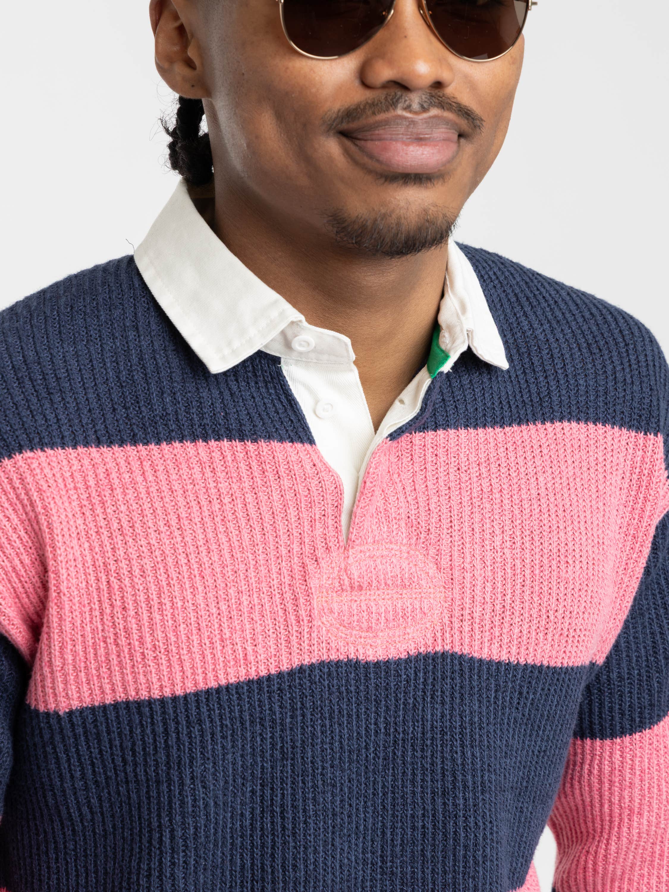 Striped Linen-Cotton Rugby Sweater