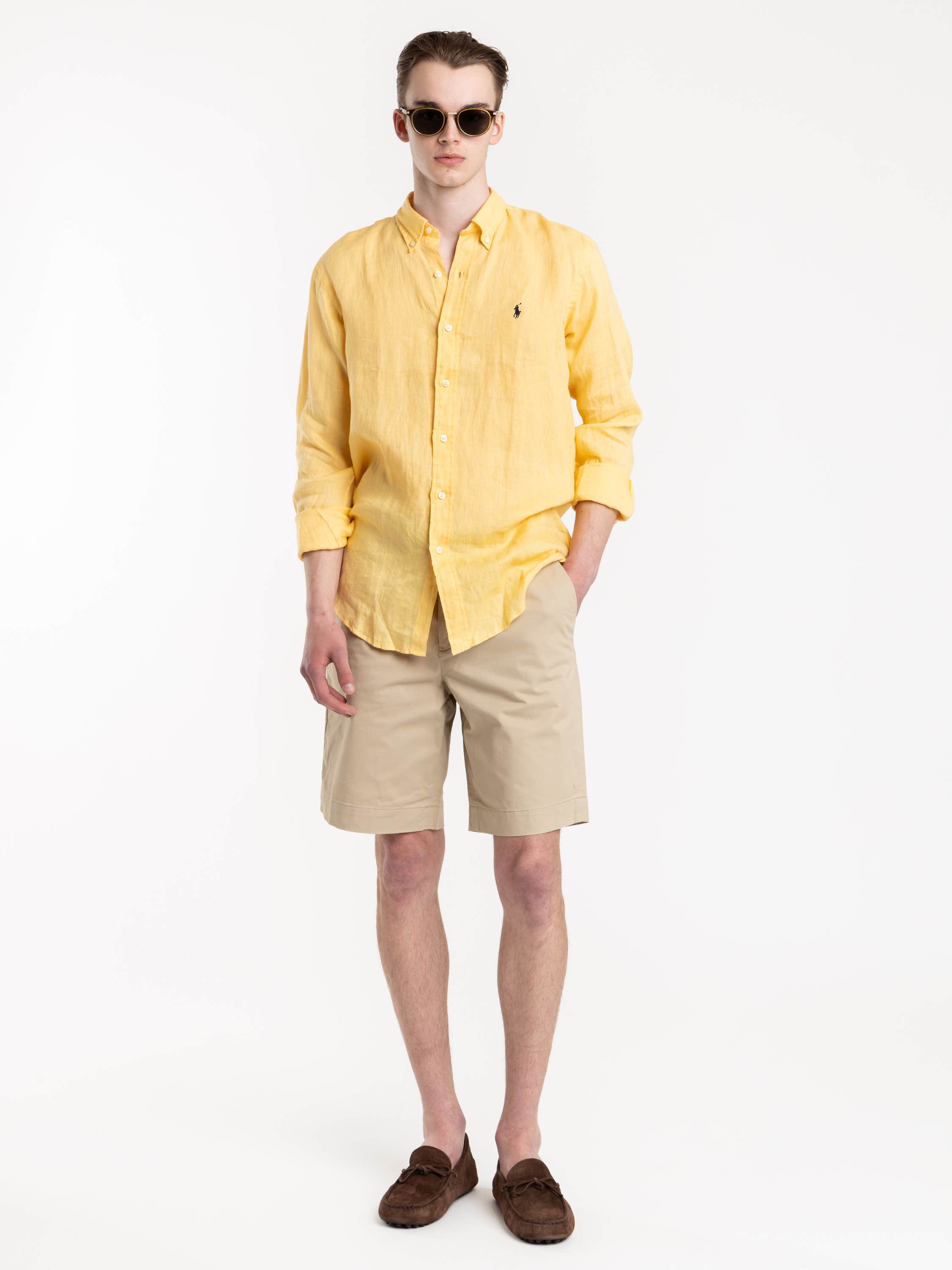Sunfish Yellow Classic Fit Slib Linen Shirt