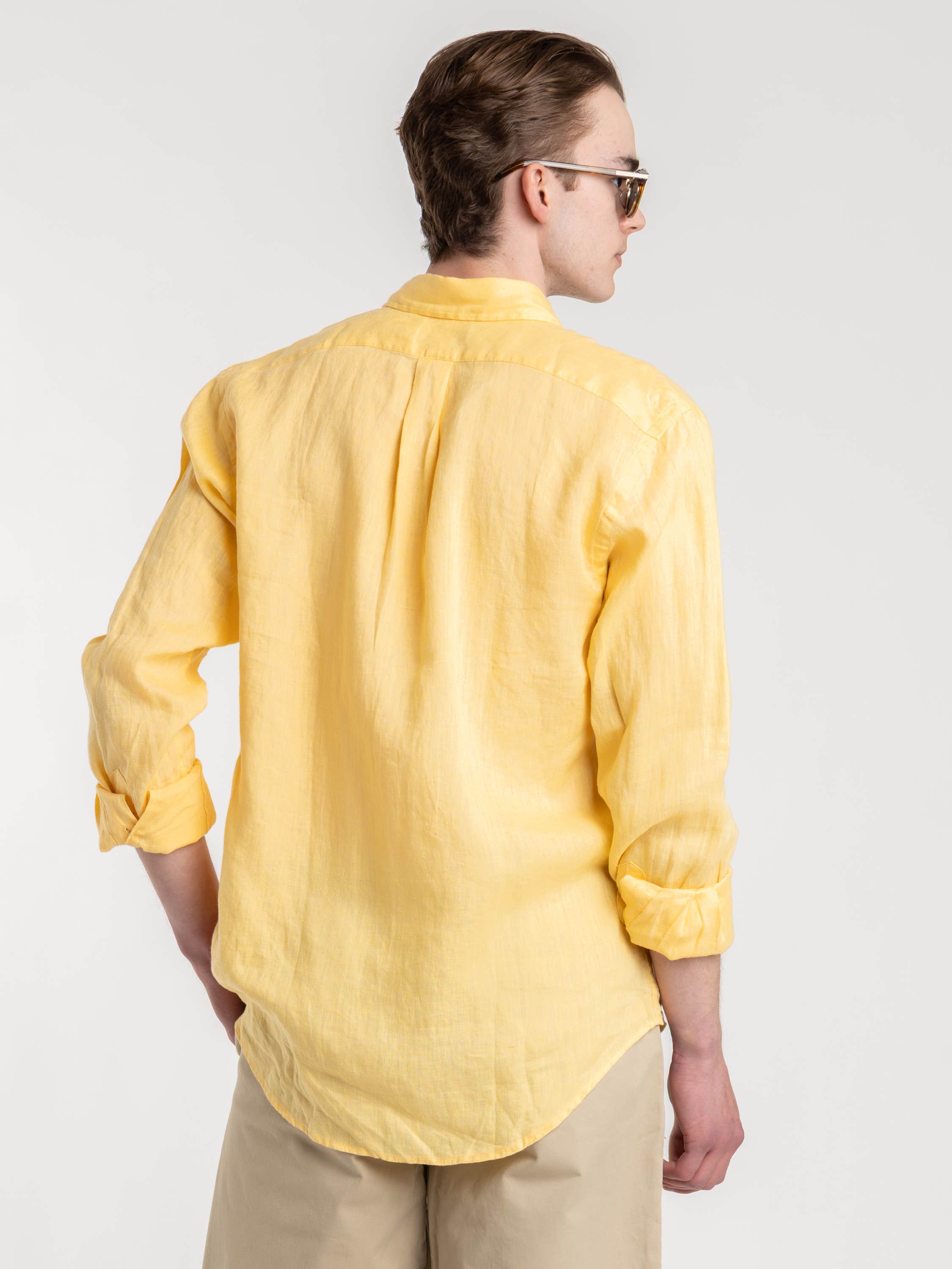 Sunfish Yellow Classic Fit Slib Linen Shirt