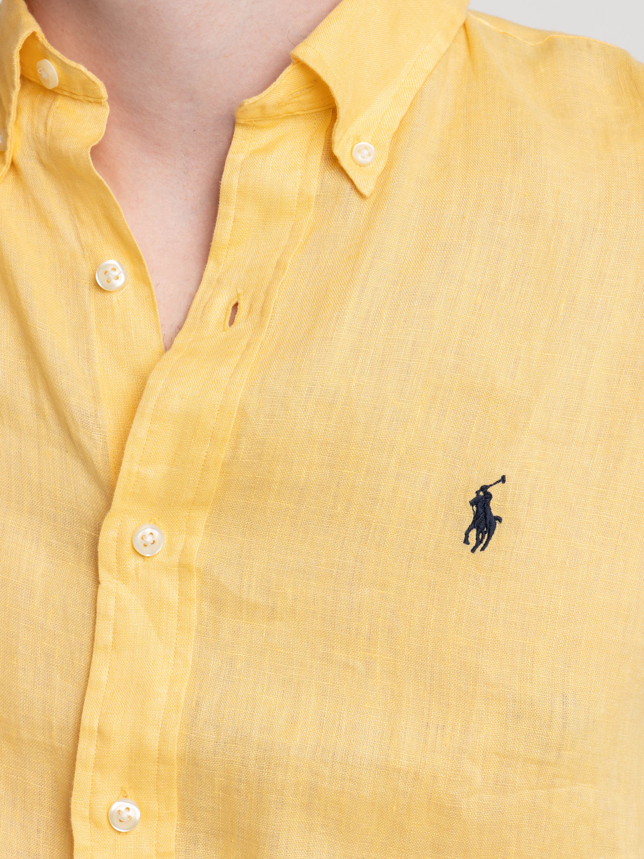 Sunfish Yellow Classic Fit Slib Linen Shirt