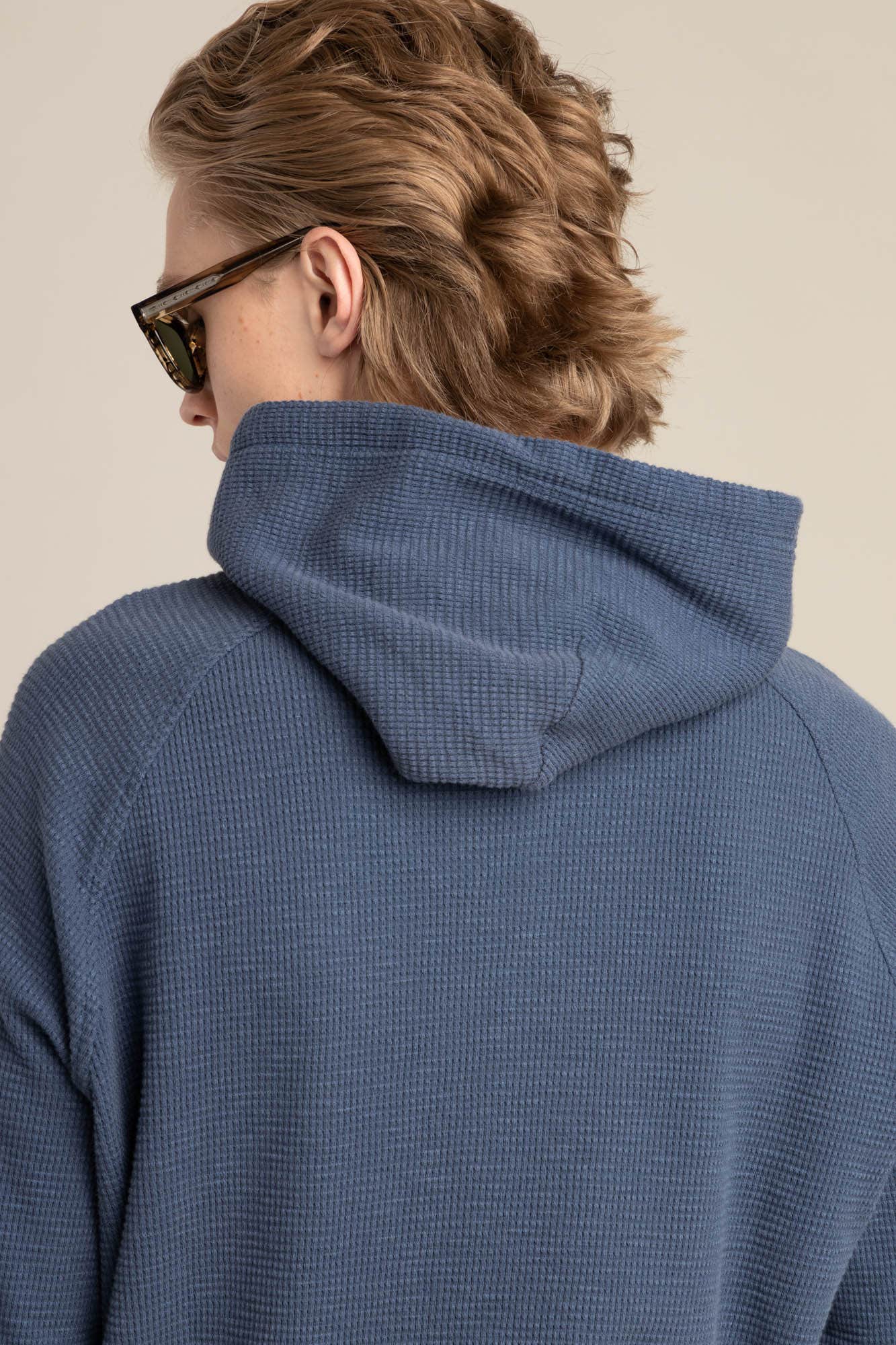 Blue Waffle Knit Hoodie – The Helm Clothing