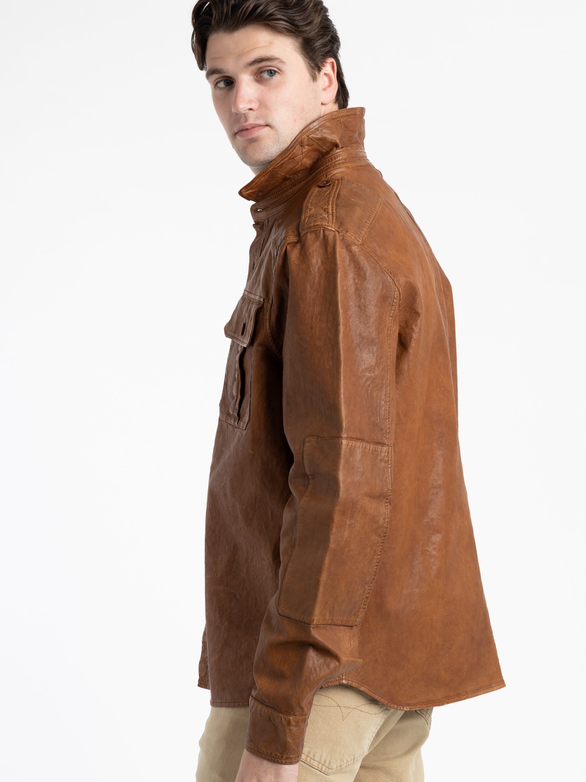 Polo ralph lauren 2024 brown leather jacket