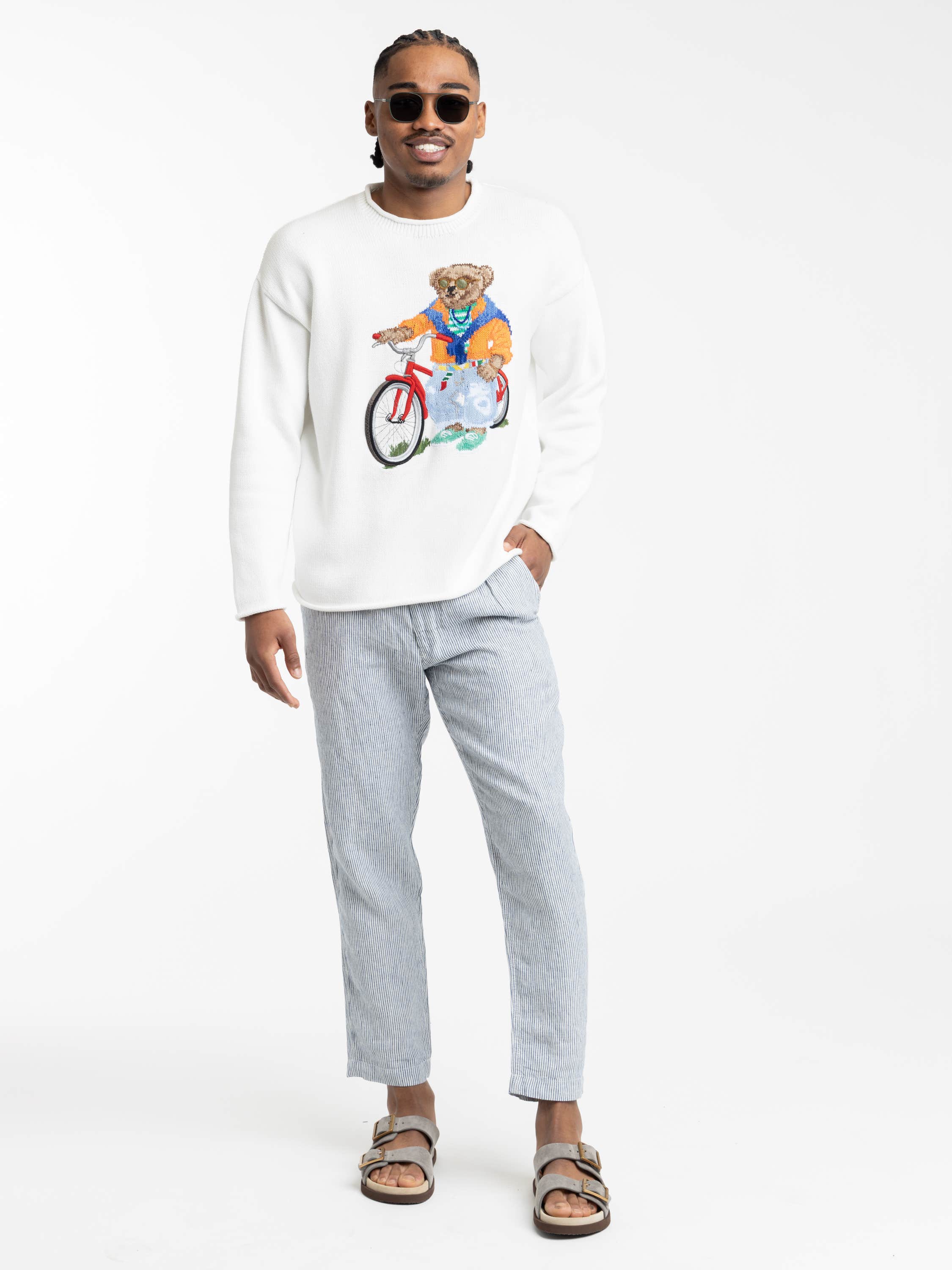 White Polo Bear Cotton Rollneck Sweater