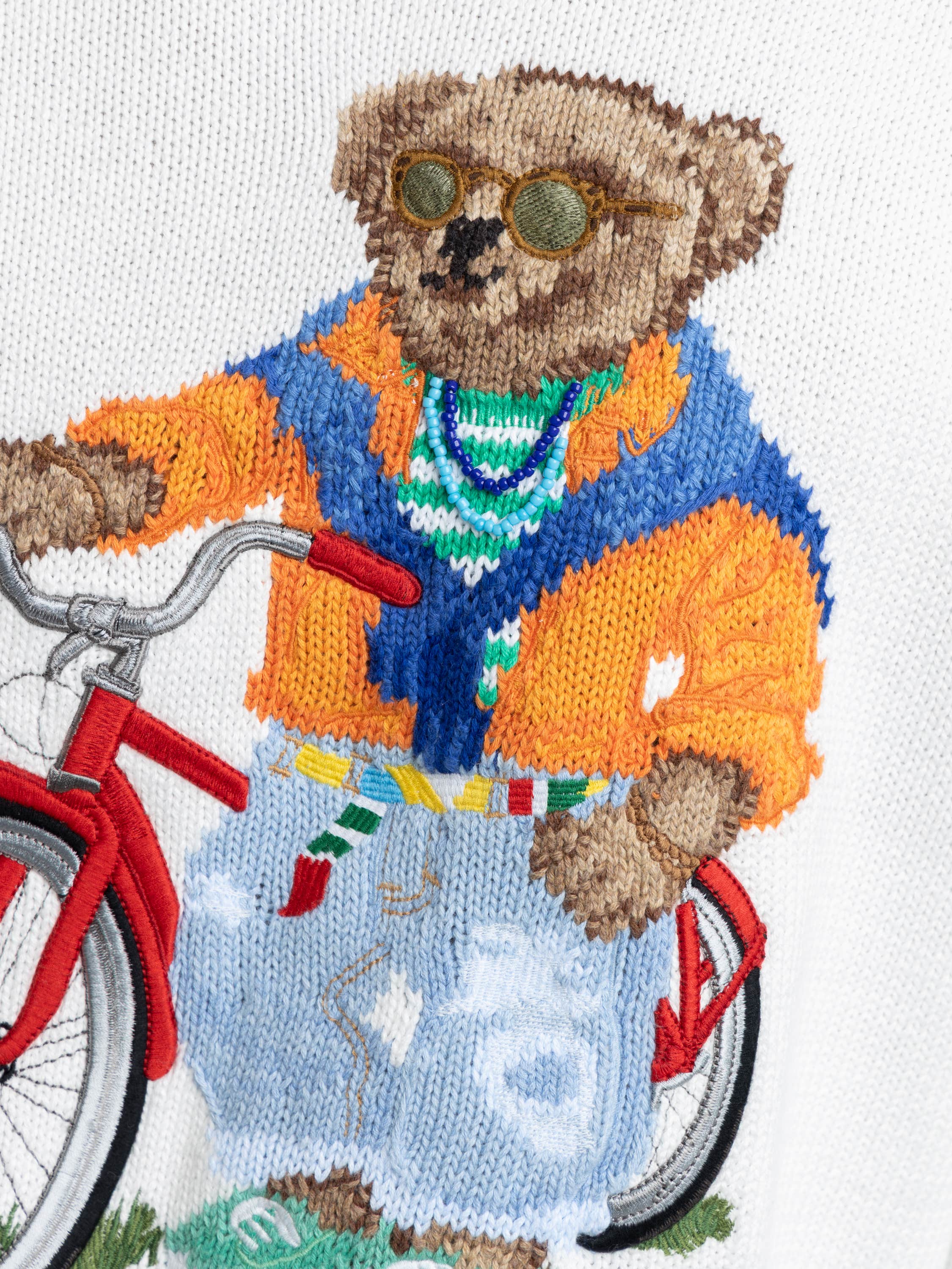 White Polo Bear Cotton Rollneck Sweater